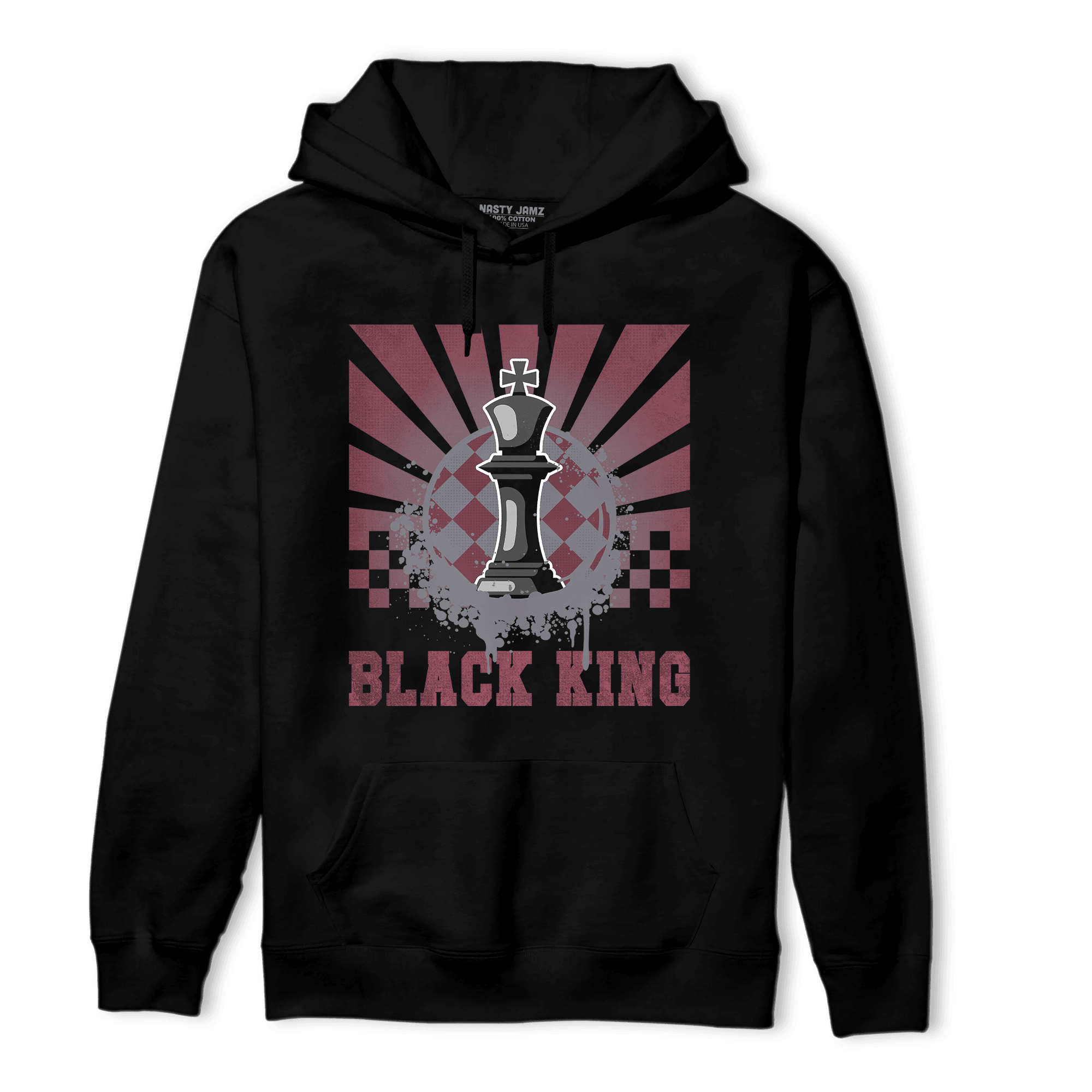 Burgundy 5s Hoodie Match Black King Collection - NastyJamz