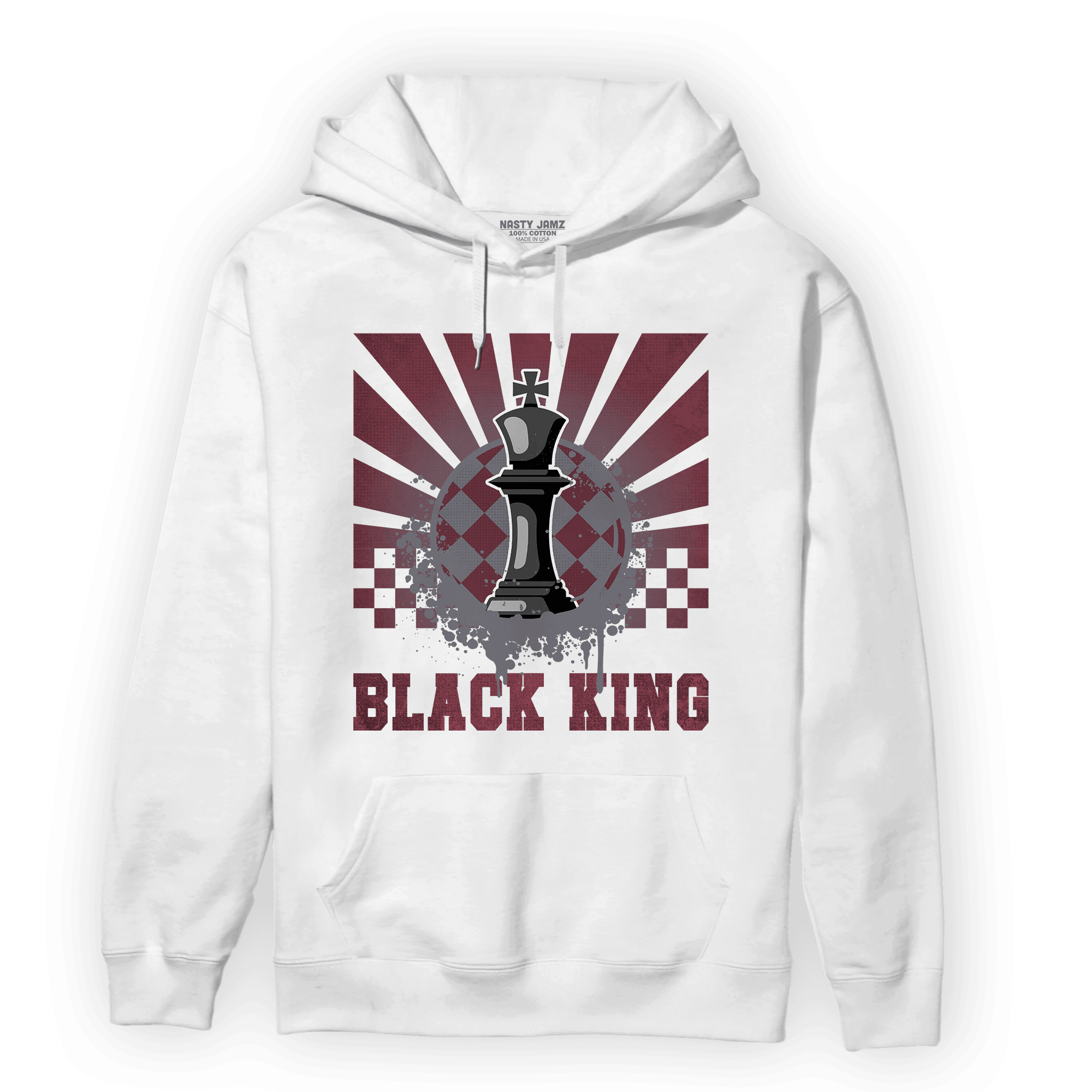Burgundy 5s Hoodie Match Black King Collection - NastyJamz