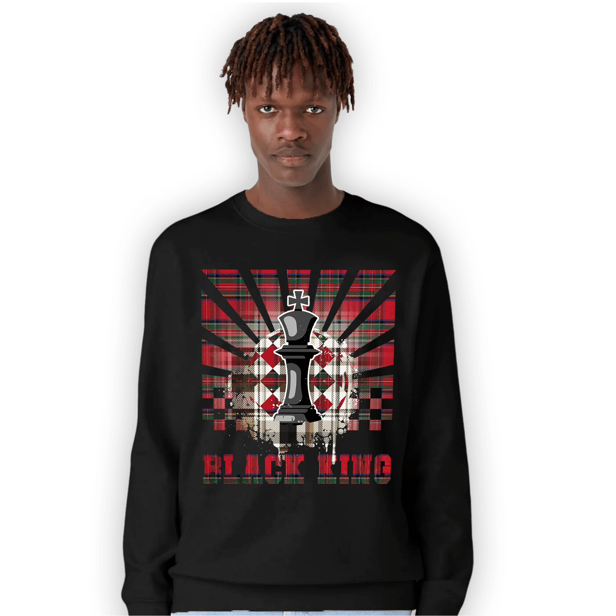 Plaid 5s Sweatshirt Match Black King Collection - NastyJamz
