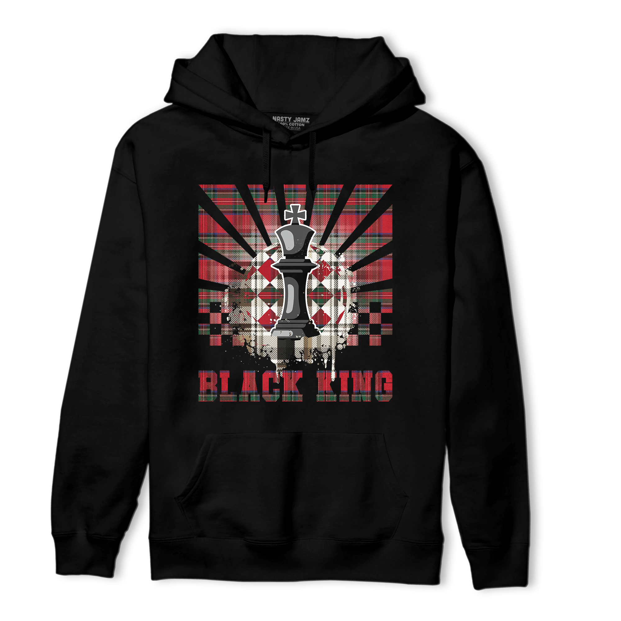 Plaid 5s Hoodie Match Black King Collection - NastyJamz