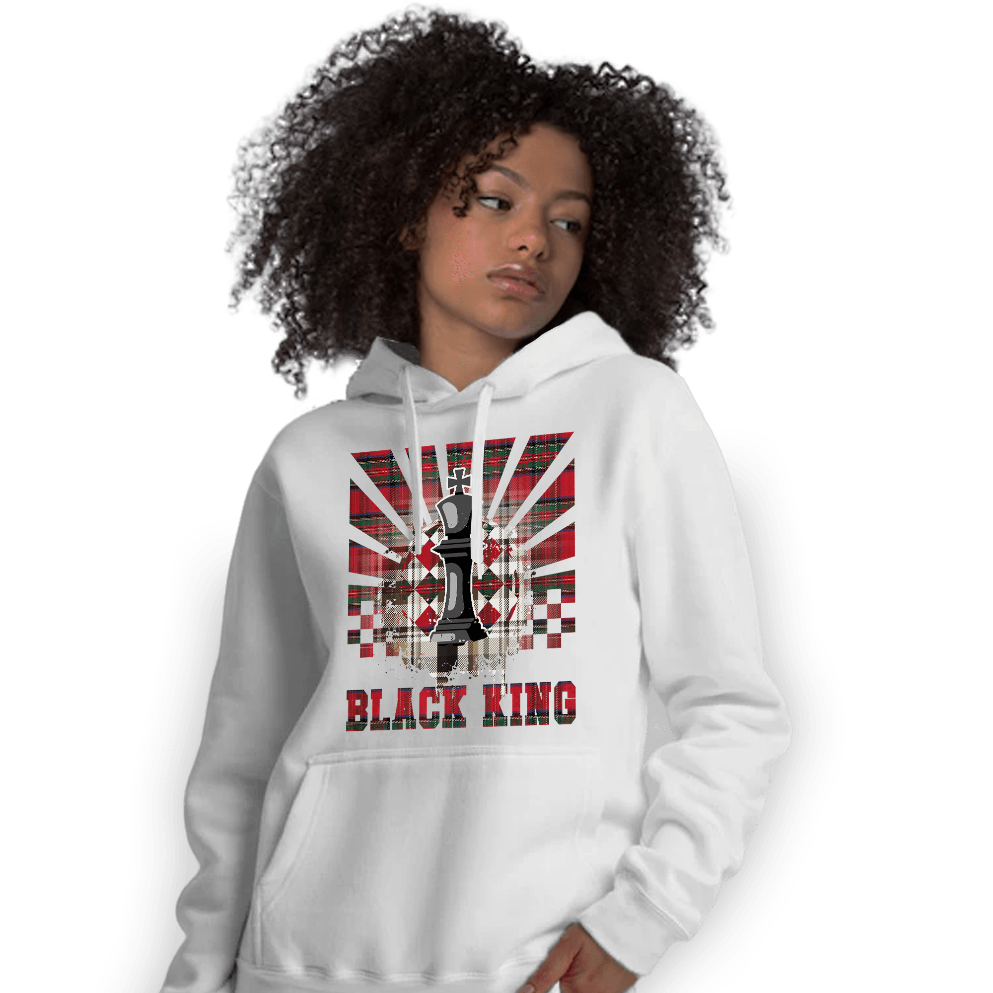 Plaid 5s Hoodie Match Black King Collection - NastyJamz