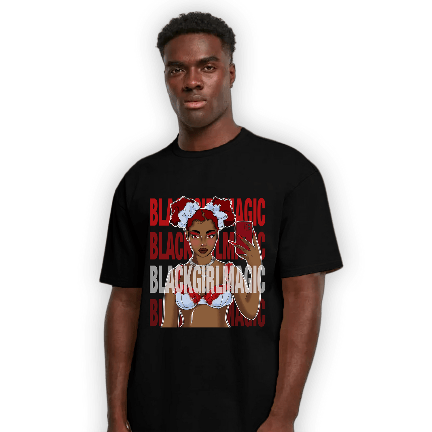 Cherry 11s T Shirt Match Black Magic Girl Selfie - NastyJamz