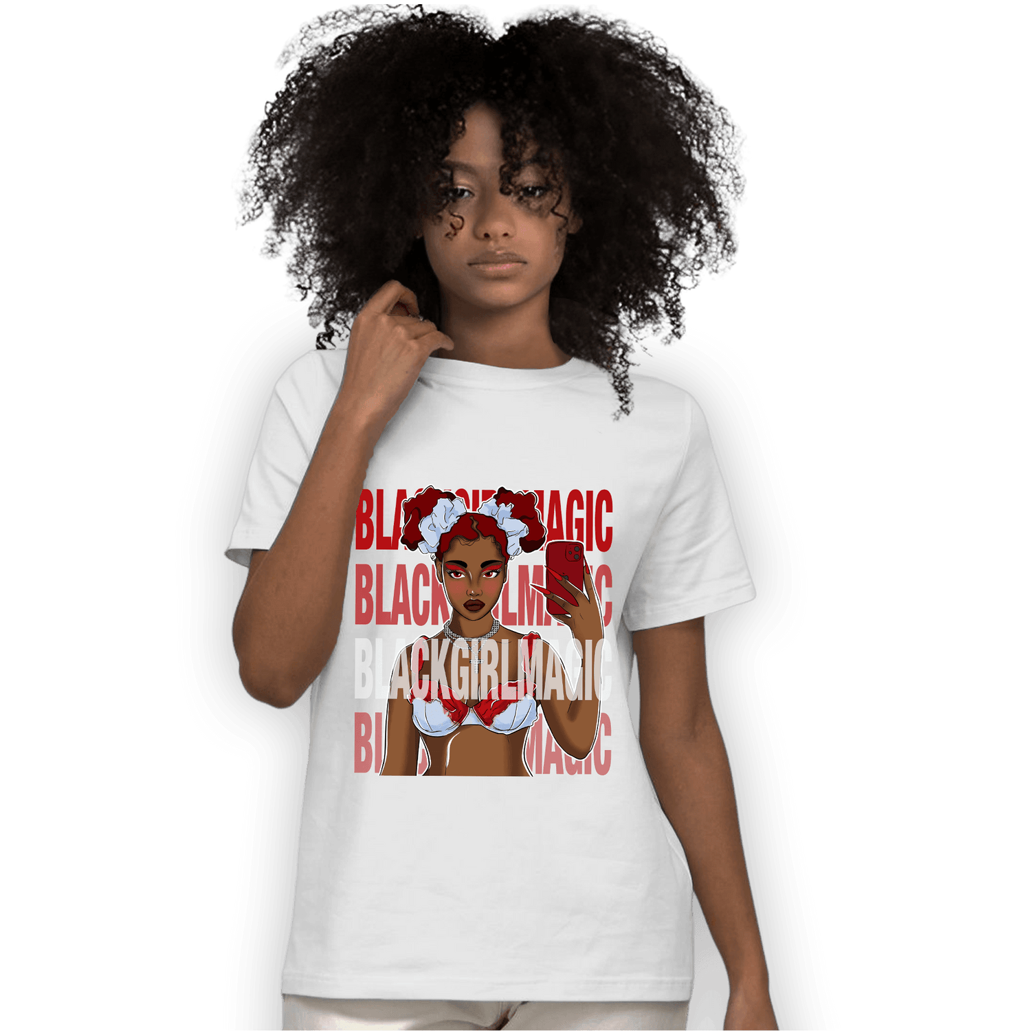 Cherry 11s T Shirt Match Black Magic Girl Selfie - NastyJamz