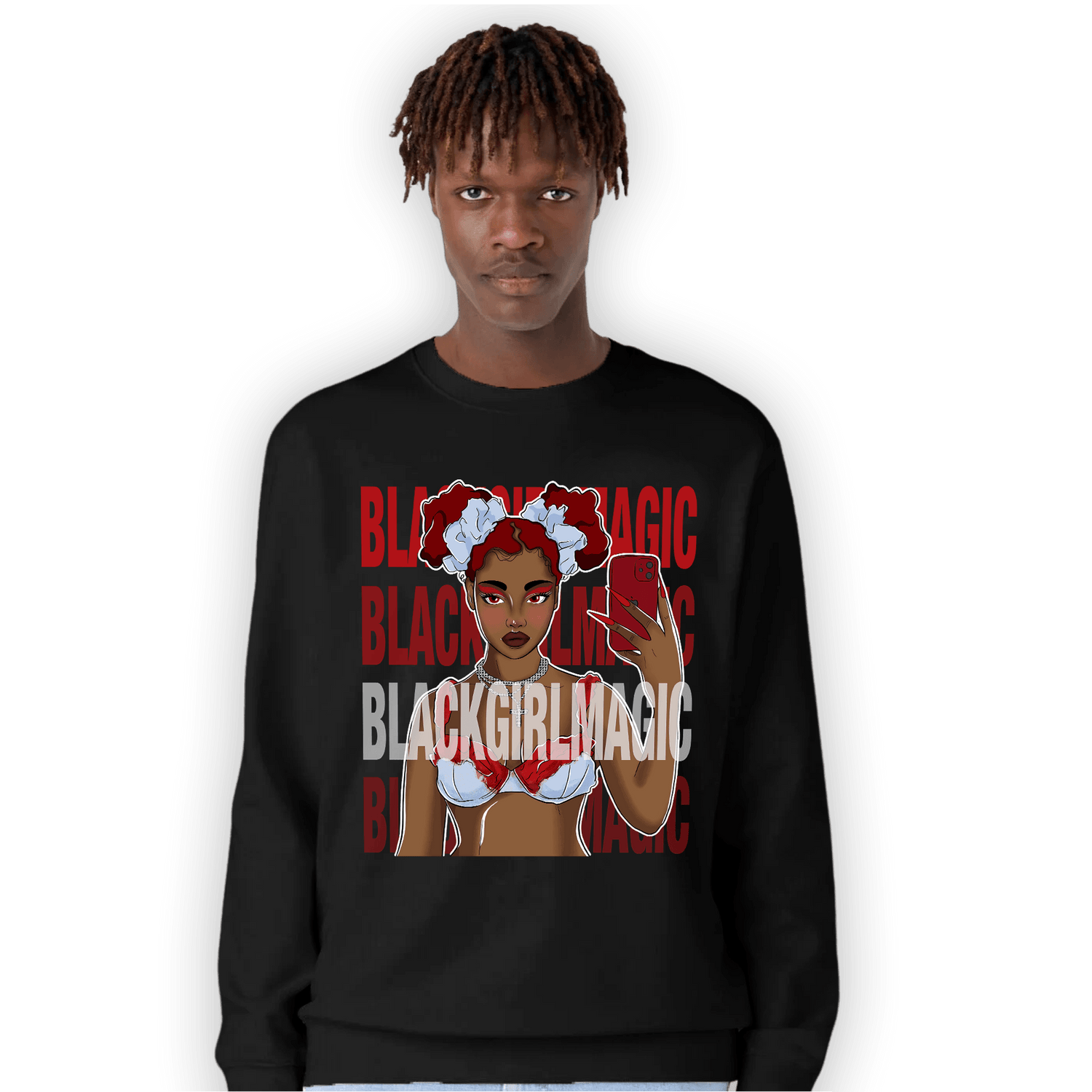 Cherry 11s Sweatshirt Match Black Magic Girl Selfie - NastyJamz