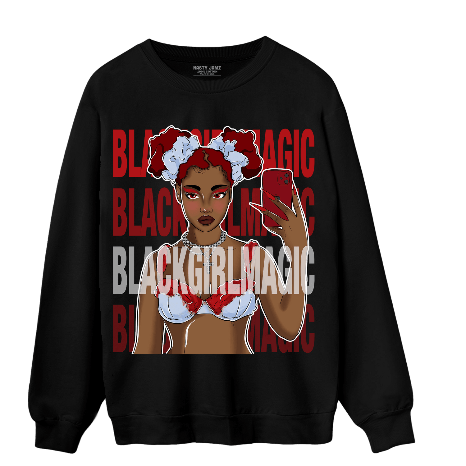 Cherry 11s Sweatshirt Match Black Magic Girl Selfie - NastyJamz