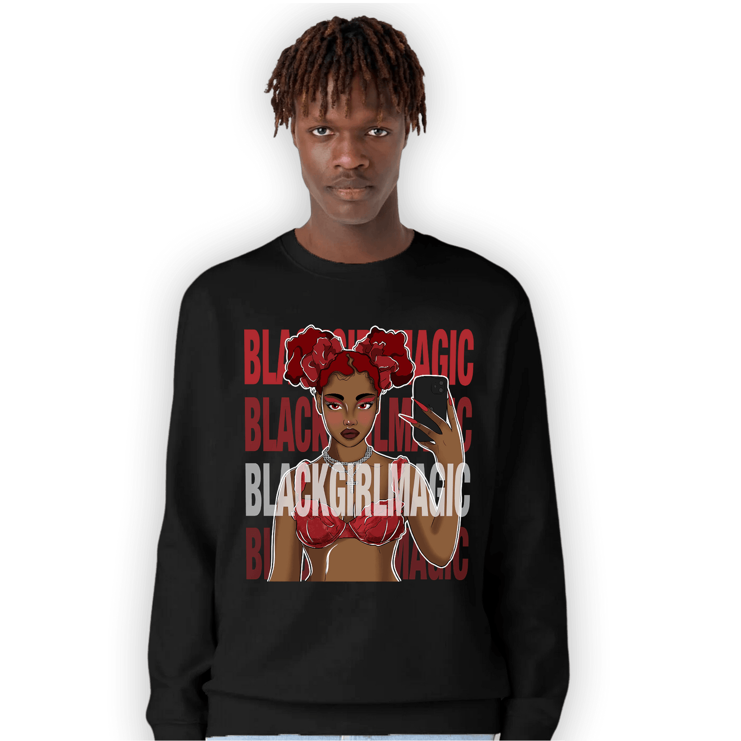 Cherry 12s Sweatshirt Match Black Magic Girl Selfie - NastyJamz