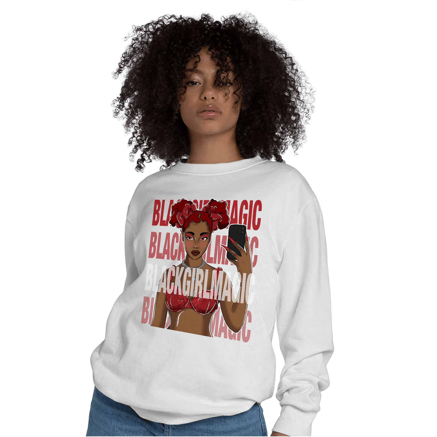 Cherry 12s Sweatshirt Match Black Magic Girl Selfie - NastyJamz