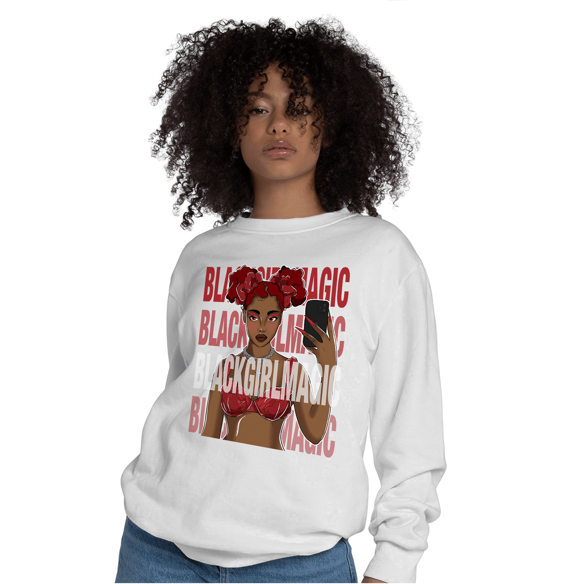 Cherry 12s Sweatshirt Match Black Magic Girl Selfie - NastyJamz