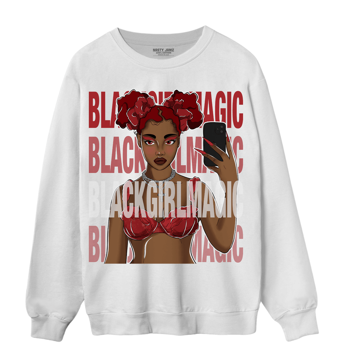 Cherry 12s Sweatshirt Match Black Magic Girl Selfie - NastyJamz