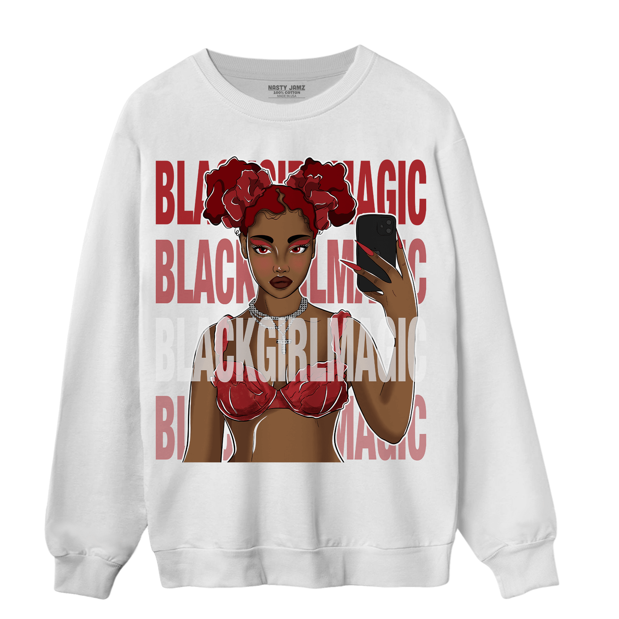 Cherry 12s Sweatshirt Match Black Magic Girl Selfie - NastyJamz