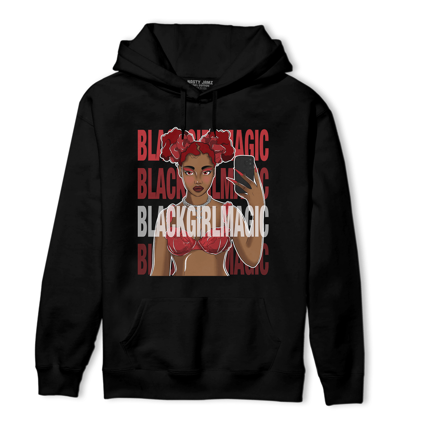 Cherry 12s Hoodie Match Black Magic Girl Selfie - NastyJamz