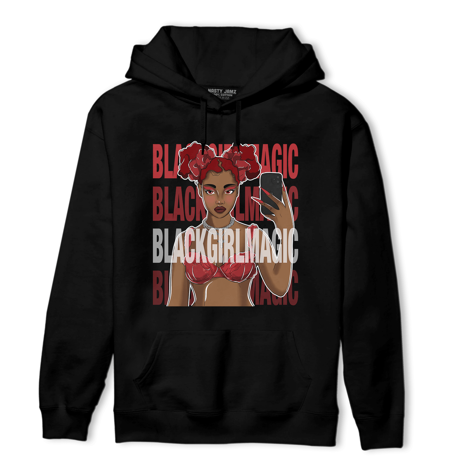 Cherry 12s Hoodie Match Black Magic Girl Selfie - NastyJamz