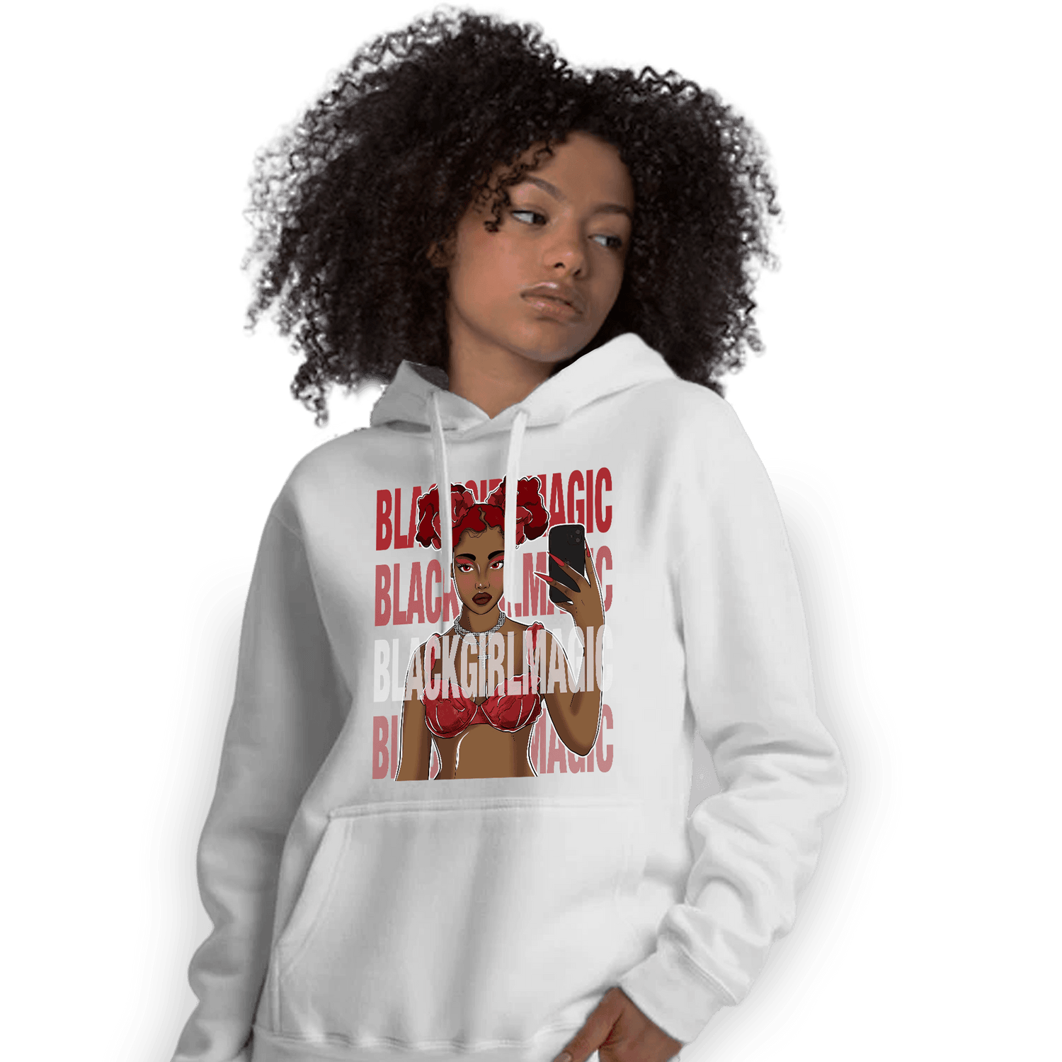 Cherry 12s Hoodie Match Black Magic Girl Selfie - NastyJamz