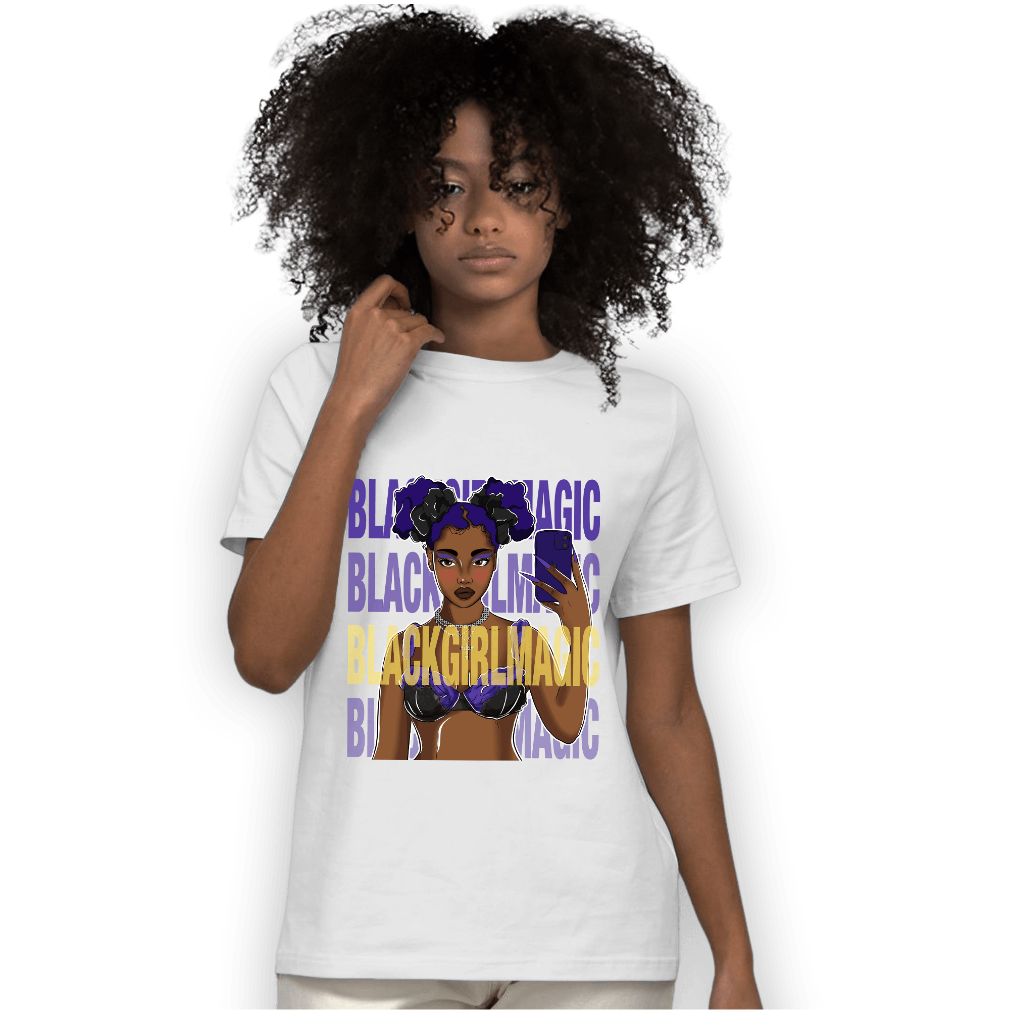Field Purple 12s T Shirt Match Black Magic Girl Selfie - NastyJamz