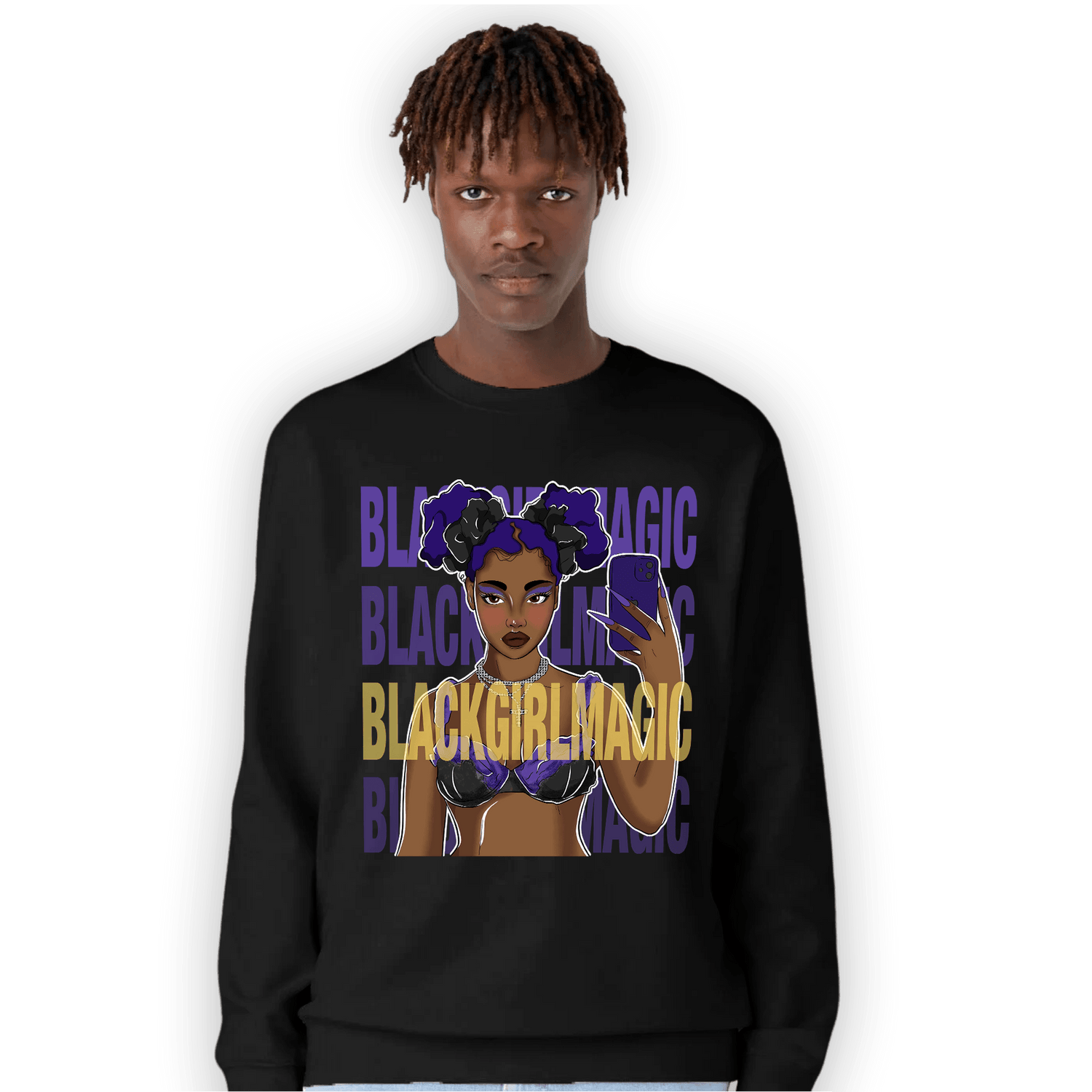 Field Purple 12s Sweatshirt Match Black Magic Girl Selfie - NastyJamz