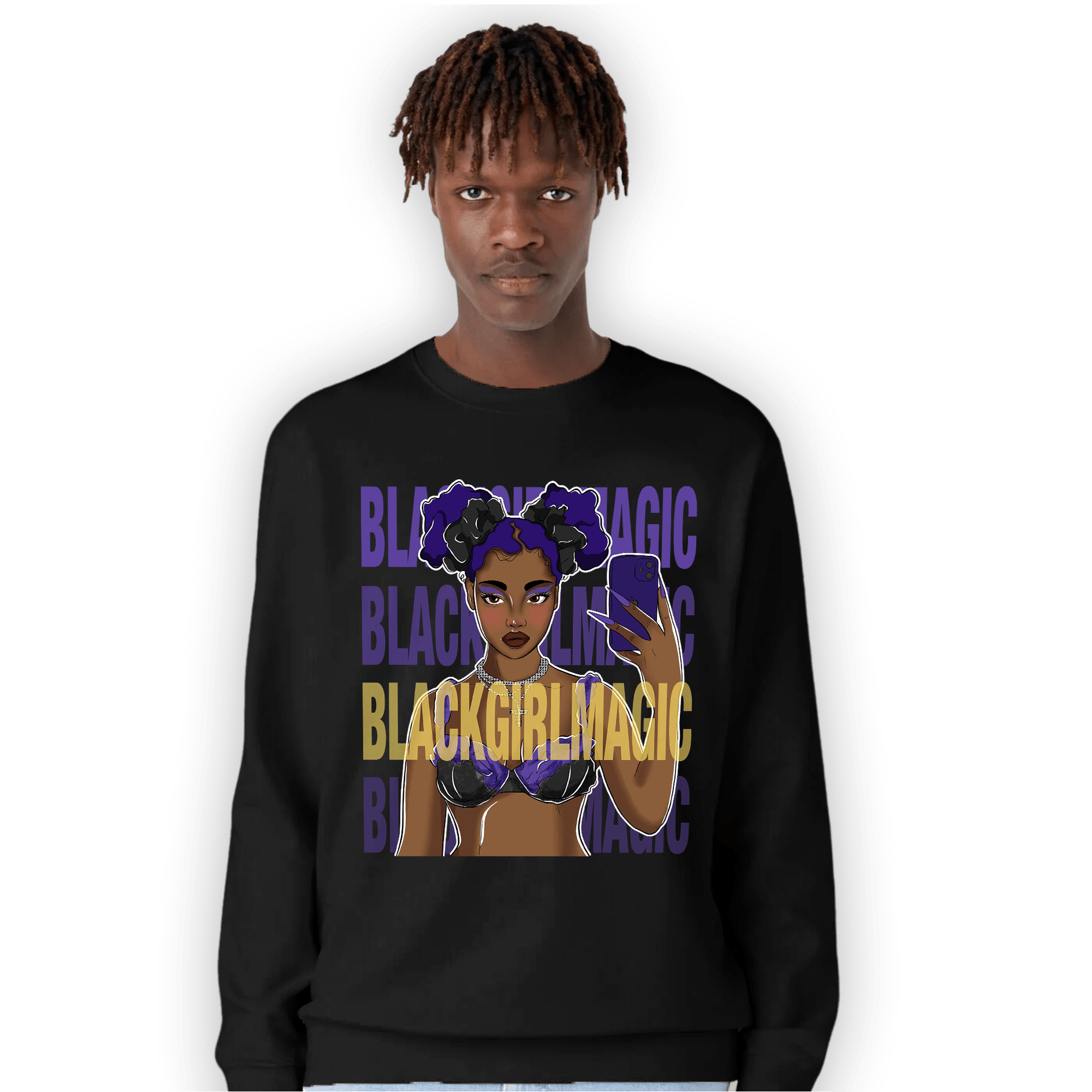 Field Purple 12s Sweatshirt Match Black Magic Girl Selfie - NastyJamz