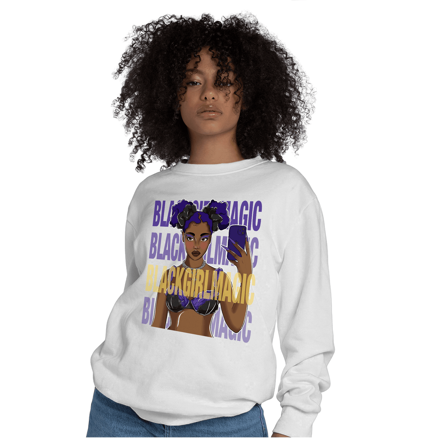 Field Purple 12s Sweatshirt Match Black Magic Girl Selfie - NastyJamz