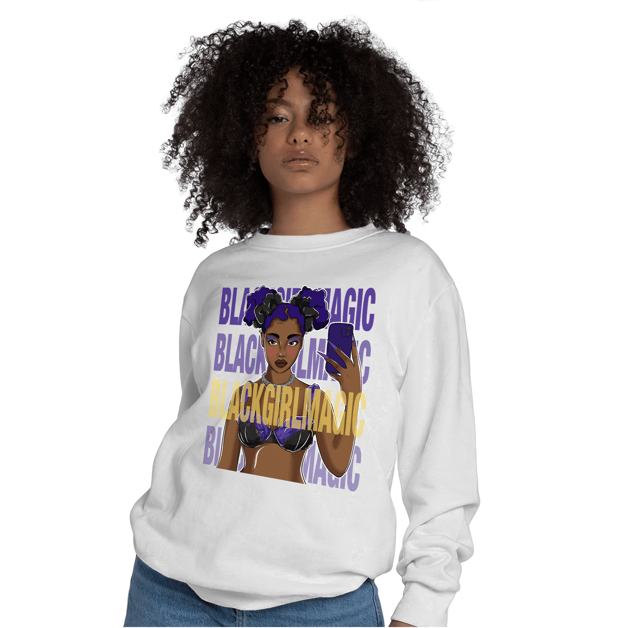 Field Purple 12s Sweatshirt Match Black Magic Girl Selfie - NastyJamz