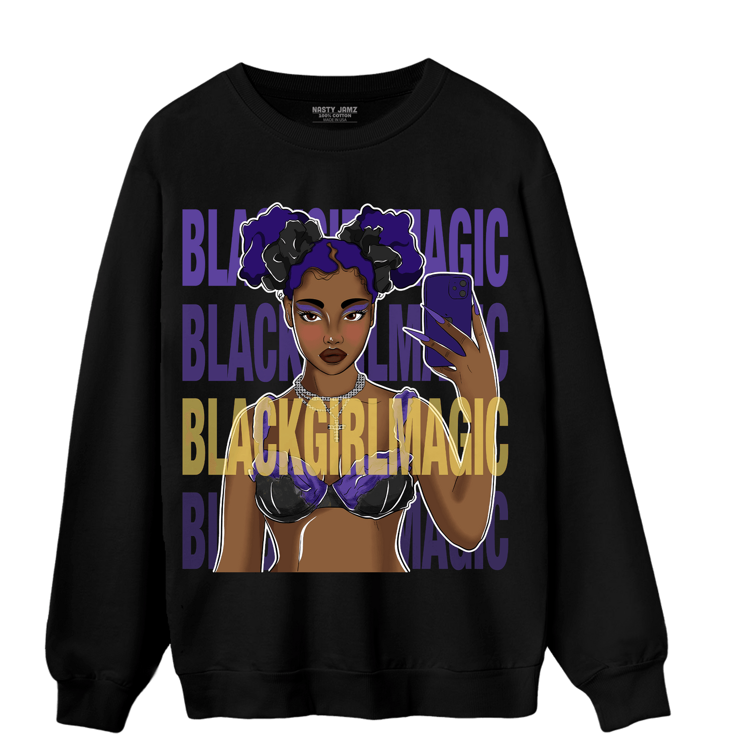 Field Purple 12s Sweatshirt Match Black Magic Girl Selfie - NastyJamz