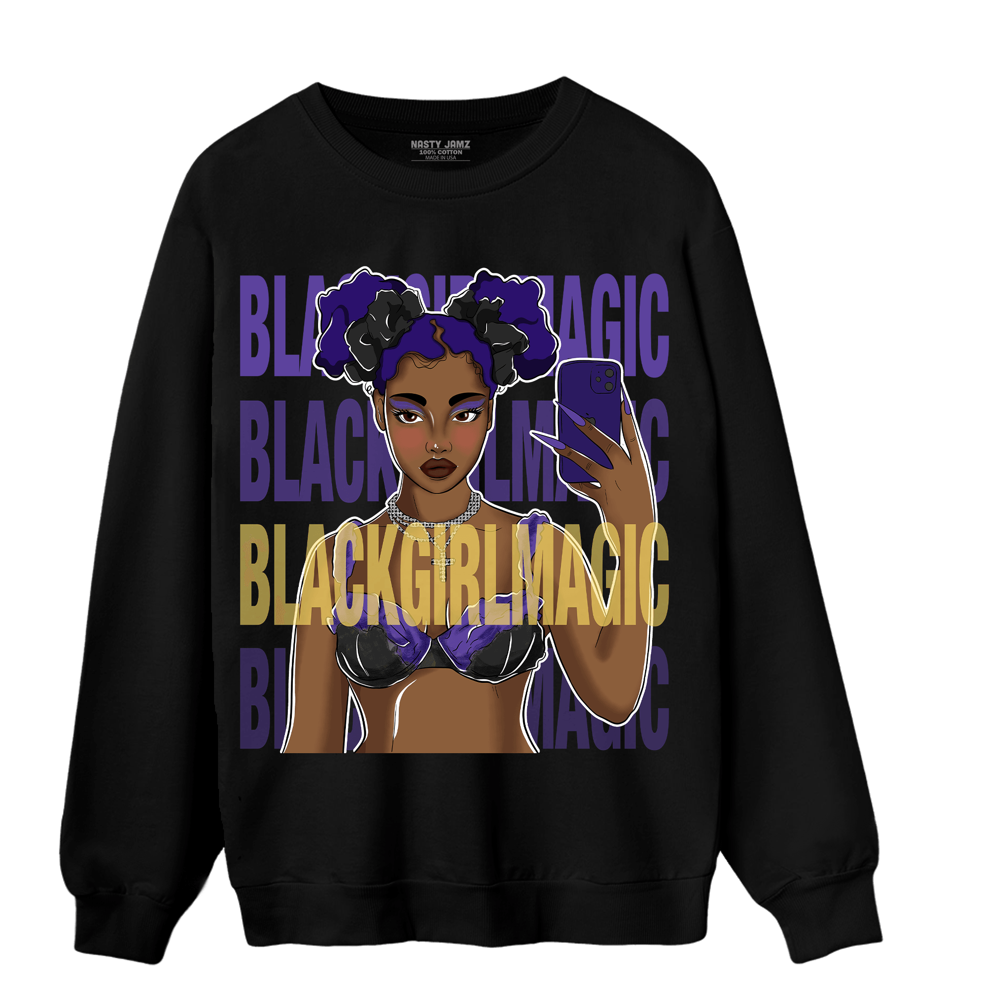 Field Purple 12s Sweatshirt Match Black Magic Girl Selfie - NastyJamz