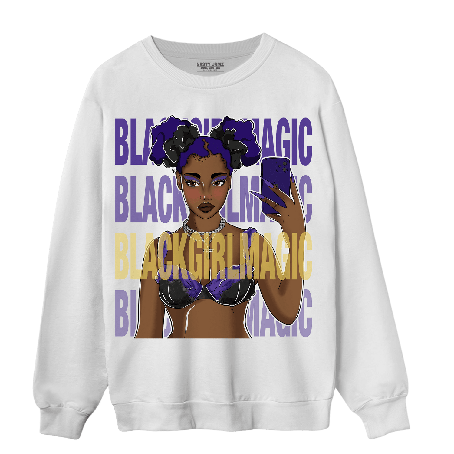 Field Purple 12s Sweatshirt Match Black Magic Girl Selfie - NastyJamz