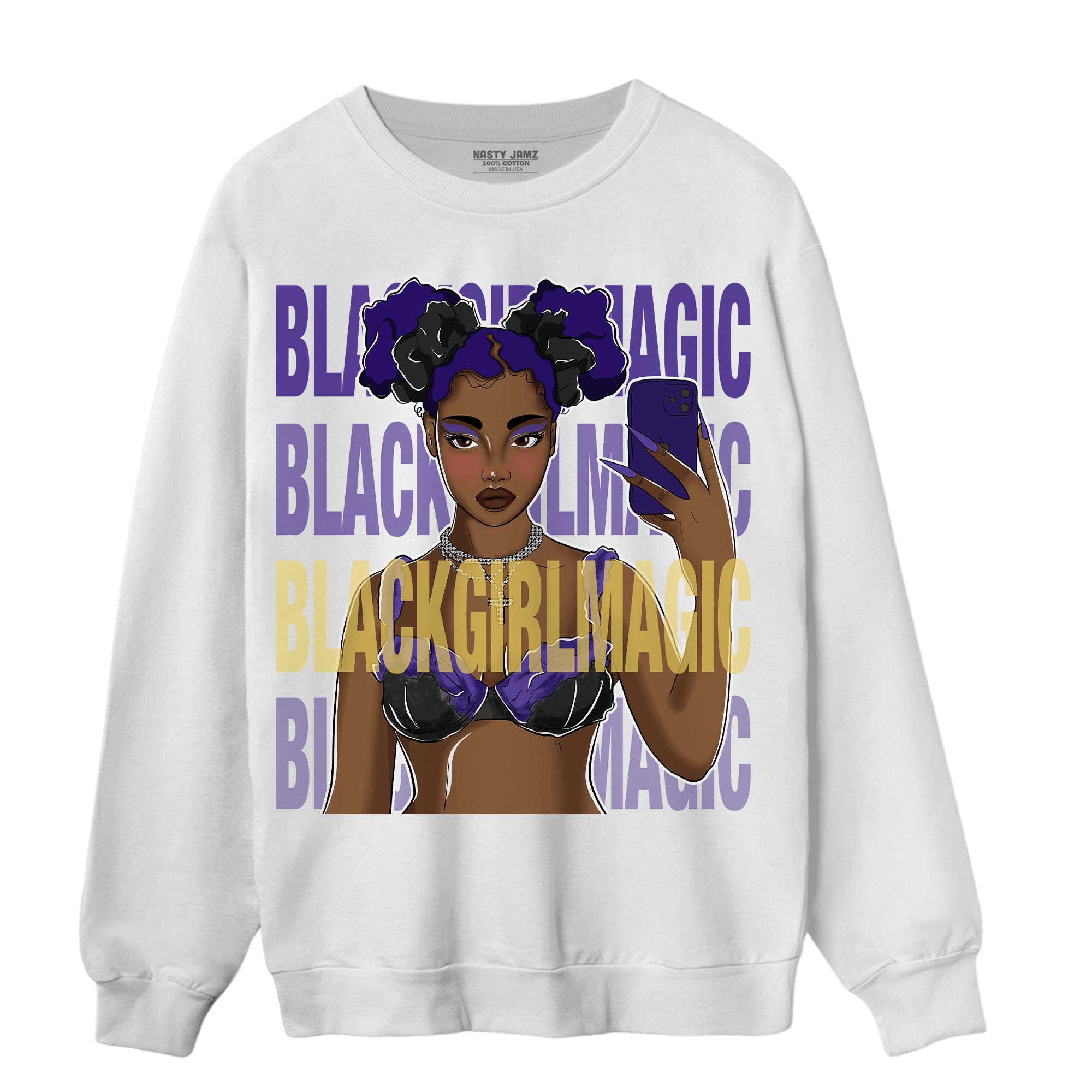 Field Purple 12s Sweatshirt Match Black Magic Girl Selfie - NastyJamz