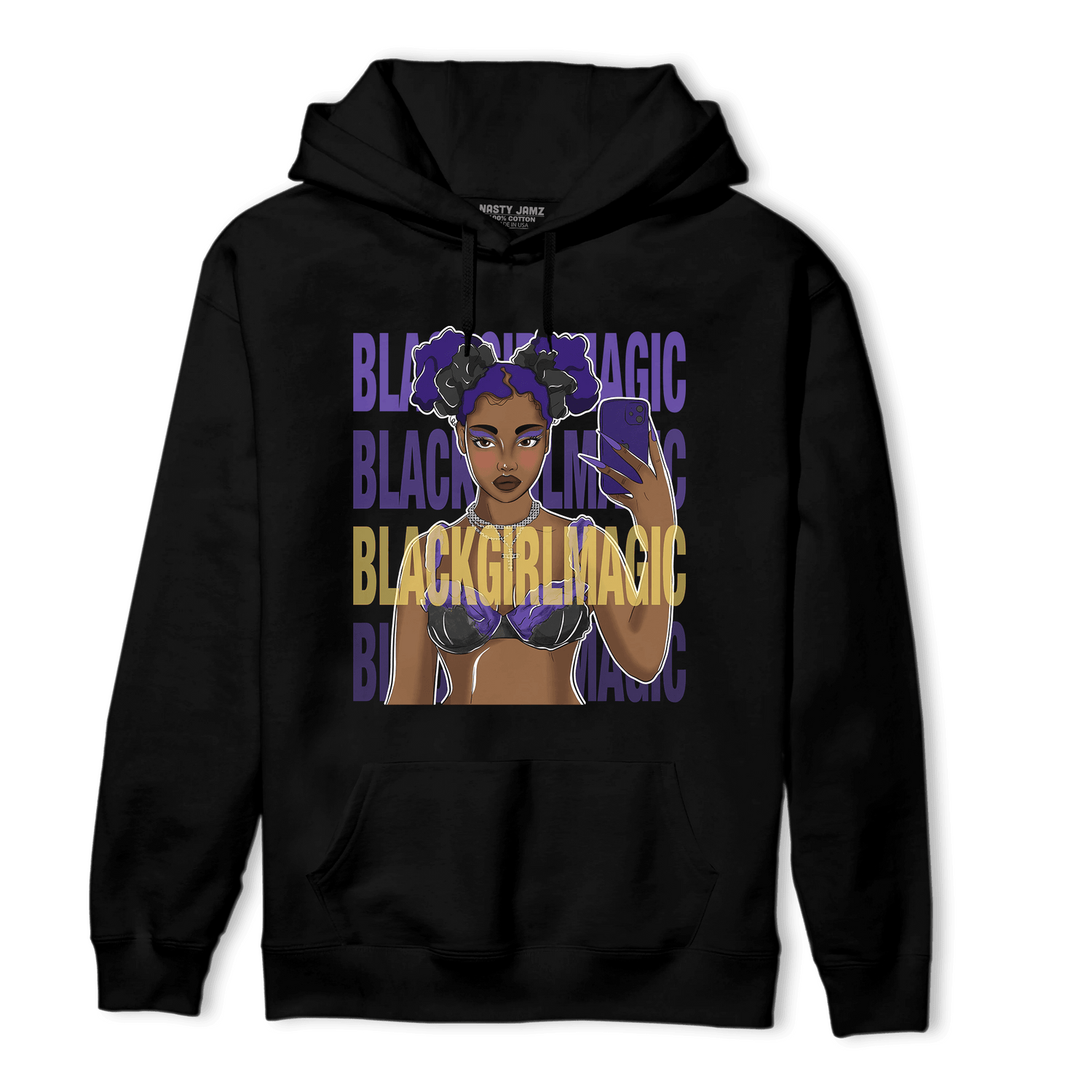 Field Purple 12s Hoodie Match Black Magic Girl Selfie - NastyJamz