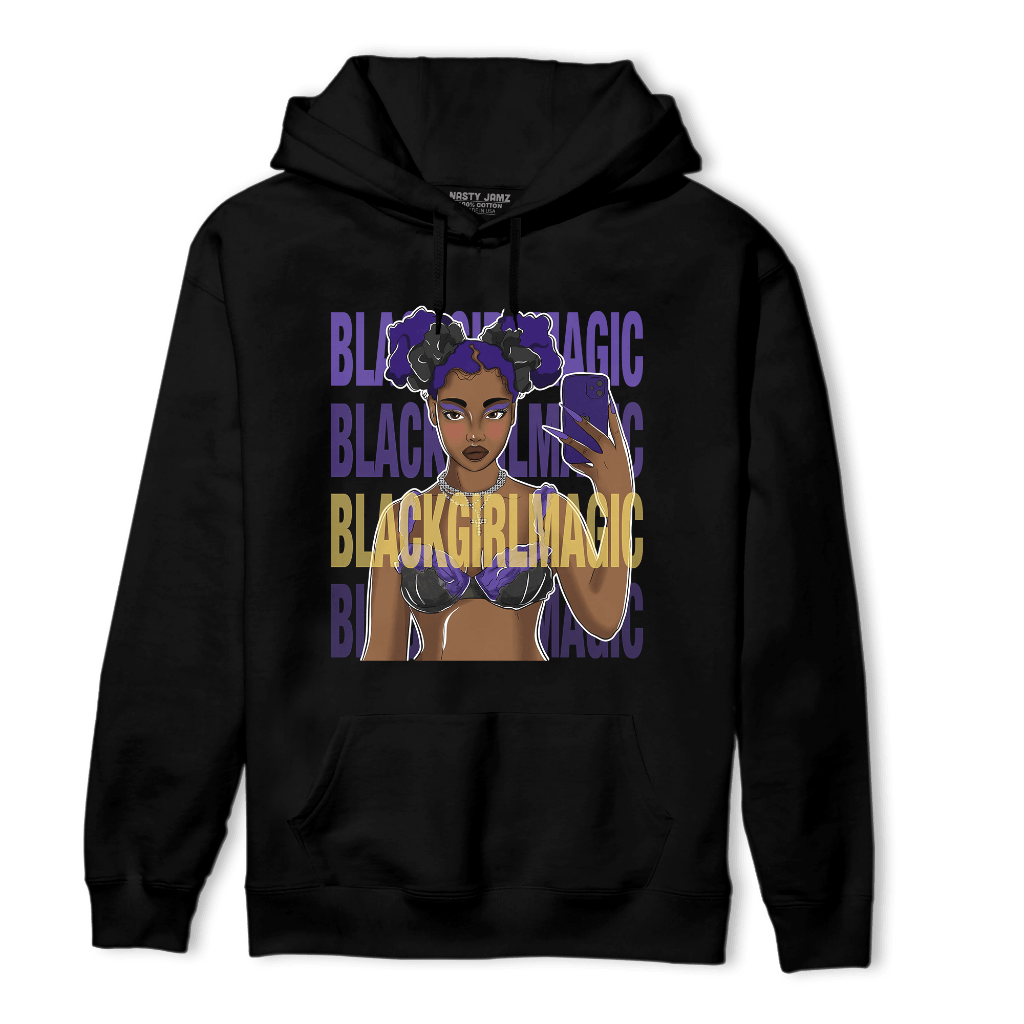 Field Purple 12s Hoodie Match Black Magic Girl Selfie - NastyJamz