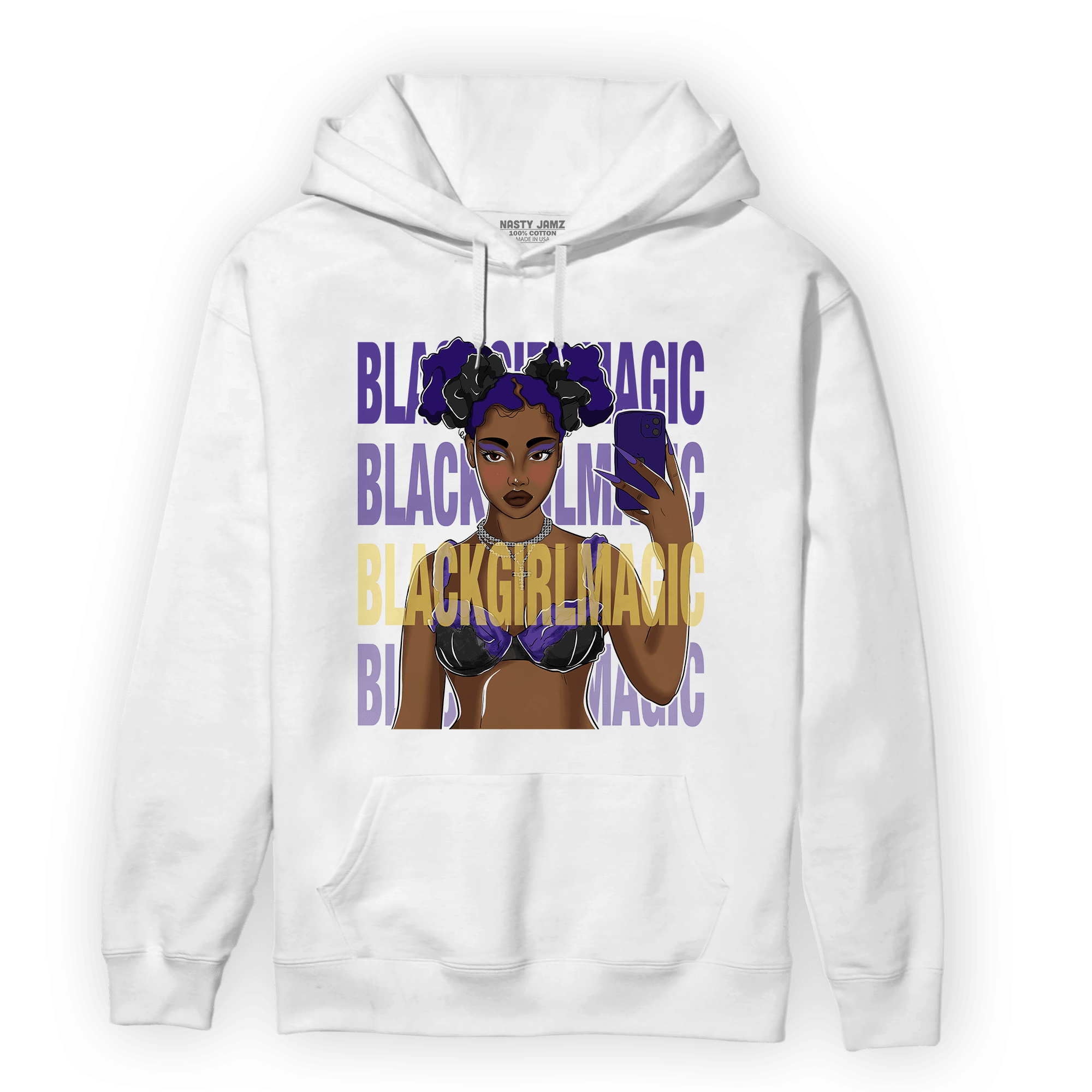 Field Purple 12s Hoodie Match Black Magic Girl Selfie - NastyJamz