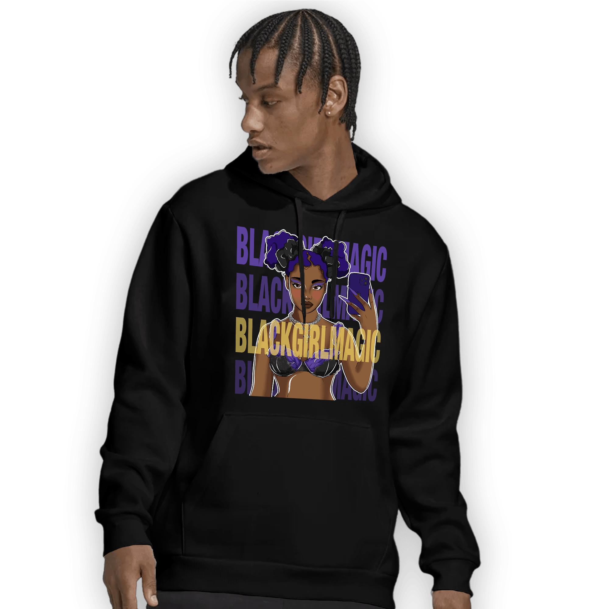 Field Purple 12s Hoodie Match Black Magic Girl Selfie - NastyJamz