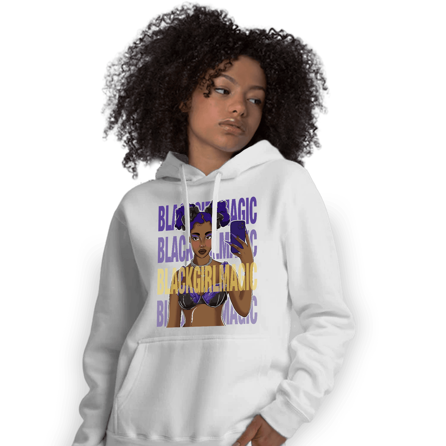 Field Purple 12s Hoodie Match Black Magic Girl Selfie - NastyJamz