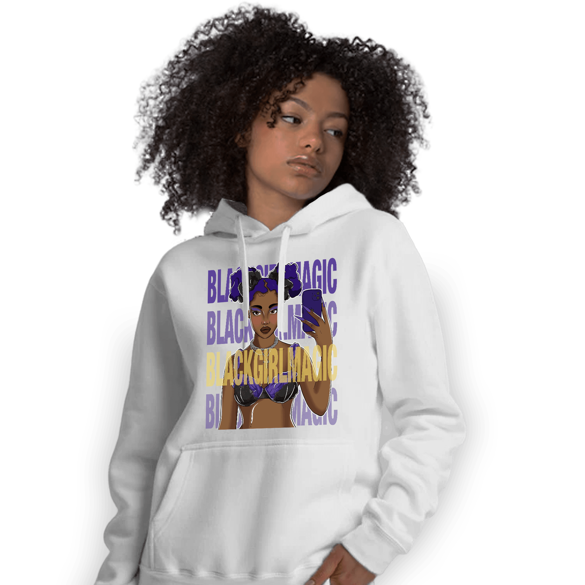 Field Purple 12s Hoodie Match Black Magic Girl Selfie - NastyJamz