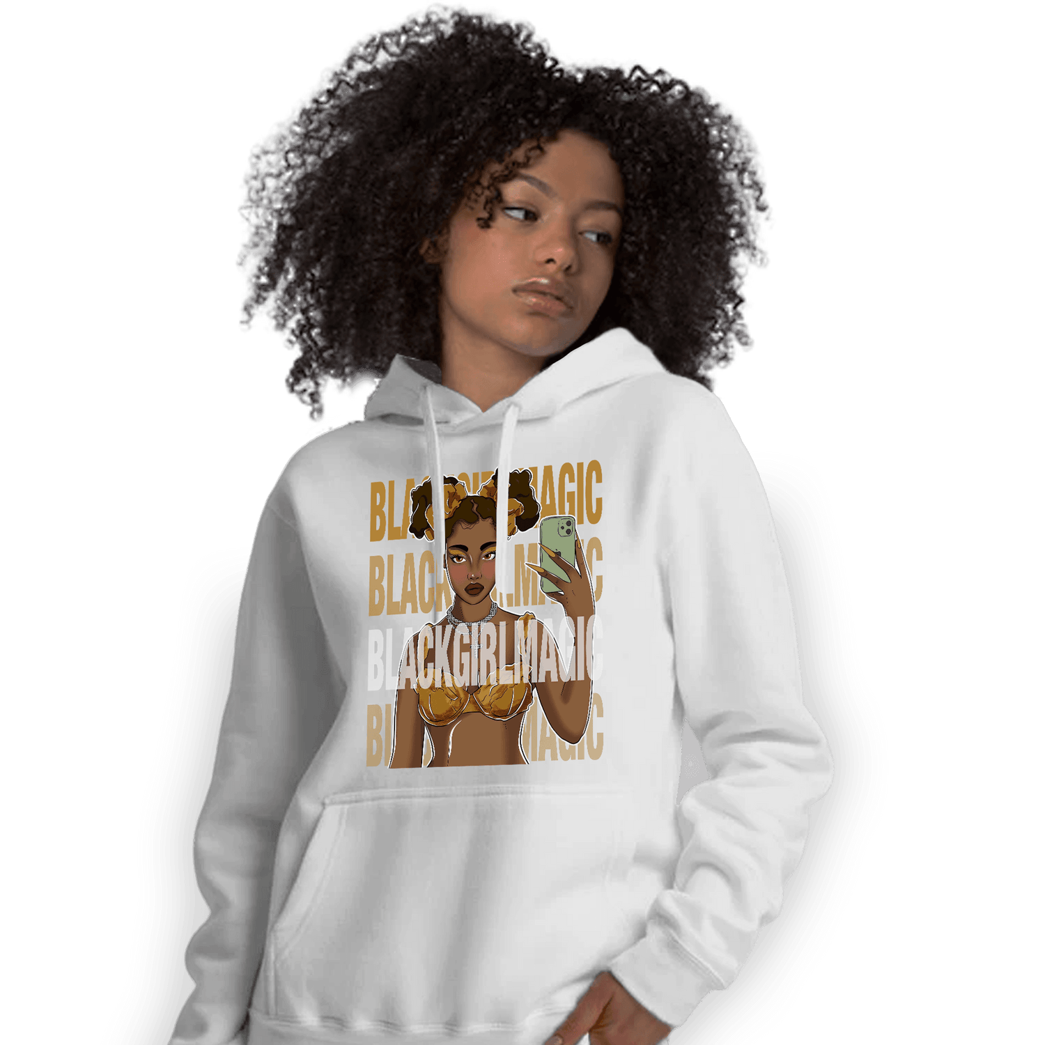 Wheat 13s Hoodie Match Black Magic Girl Selfie - NastyJamz
