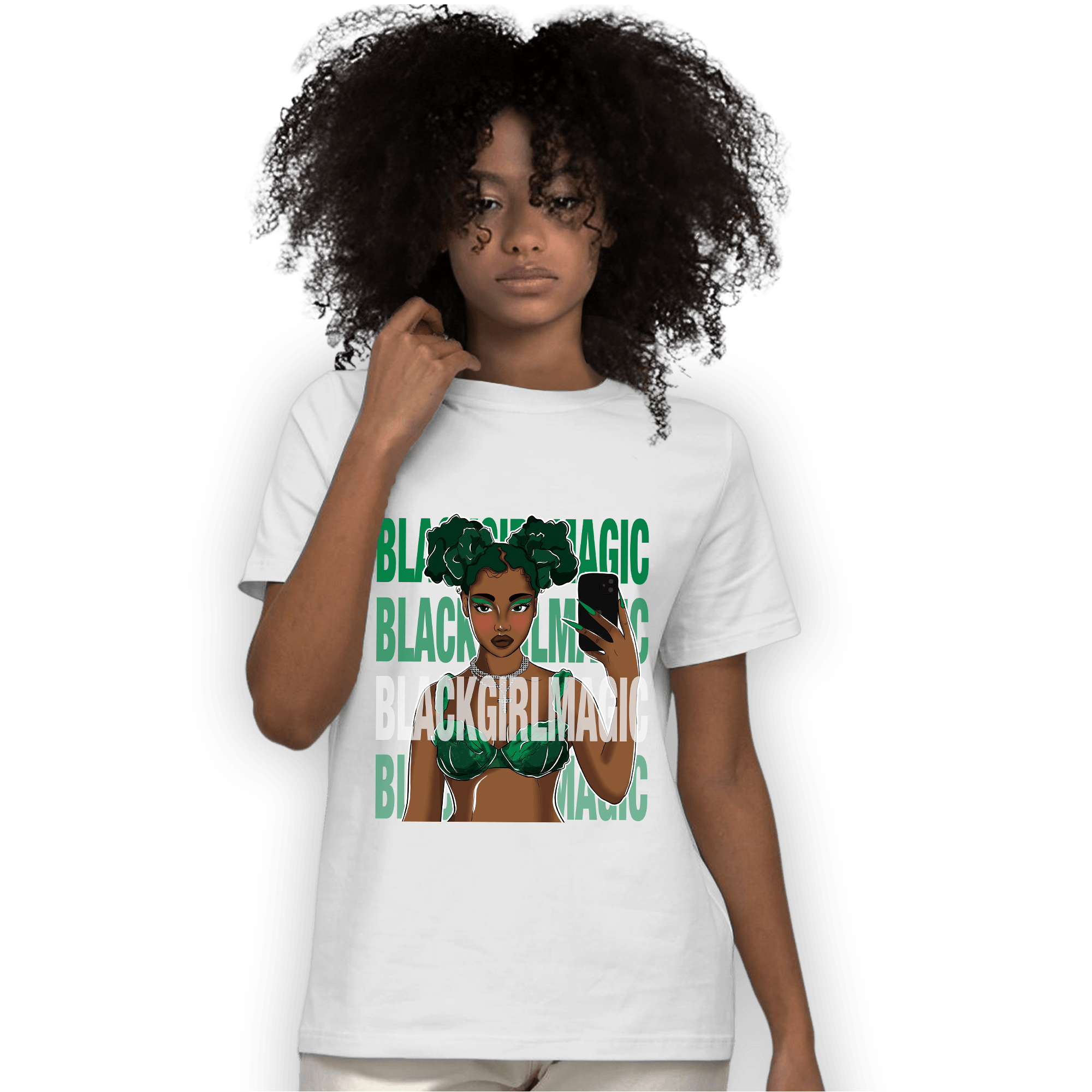 Celtic Lucky Green 1s T Shirt Match Black Magic Girl Selfie - NastyJamz