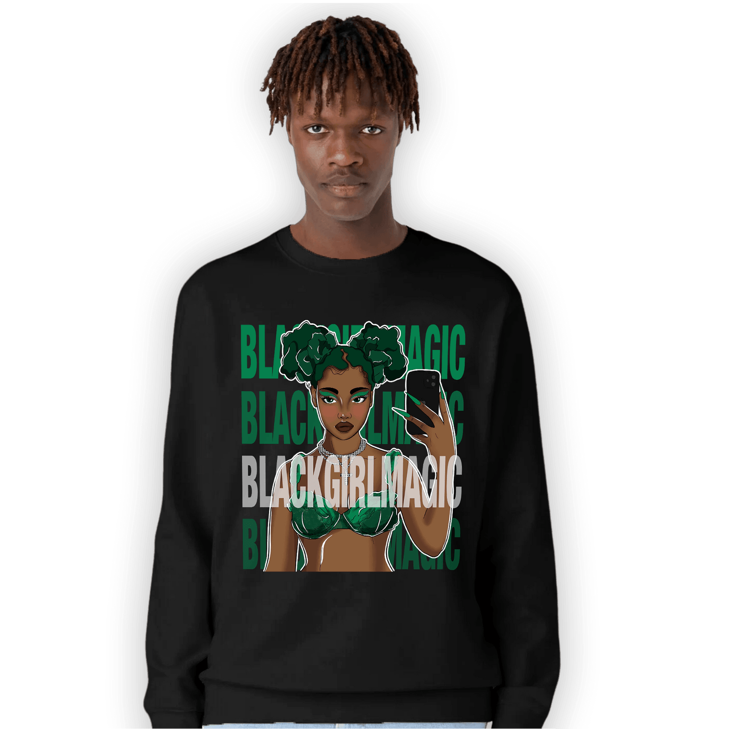 Celtic Lucky Green 1s Sweatshirt Match Black Magic Girl Selfie - NastyJamz