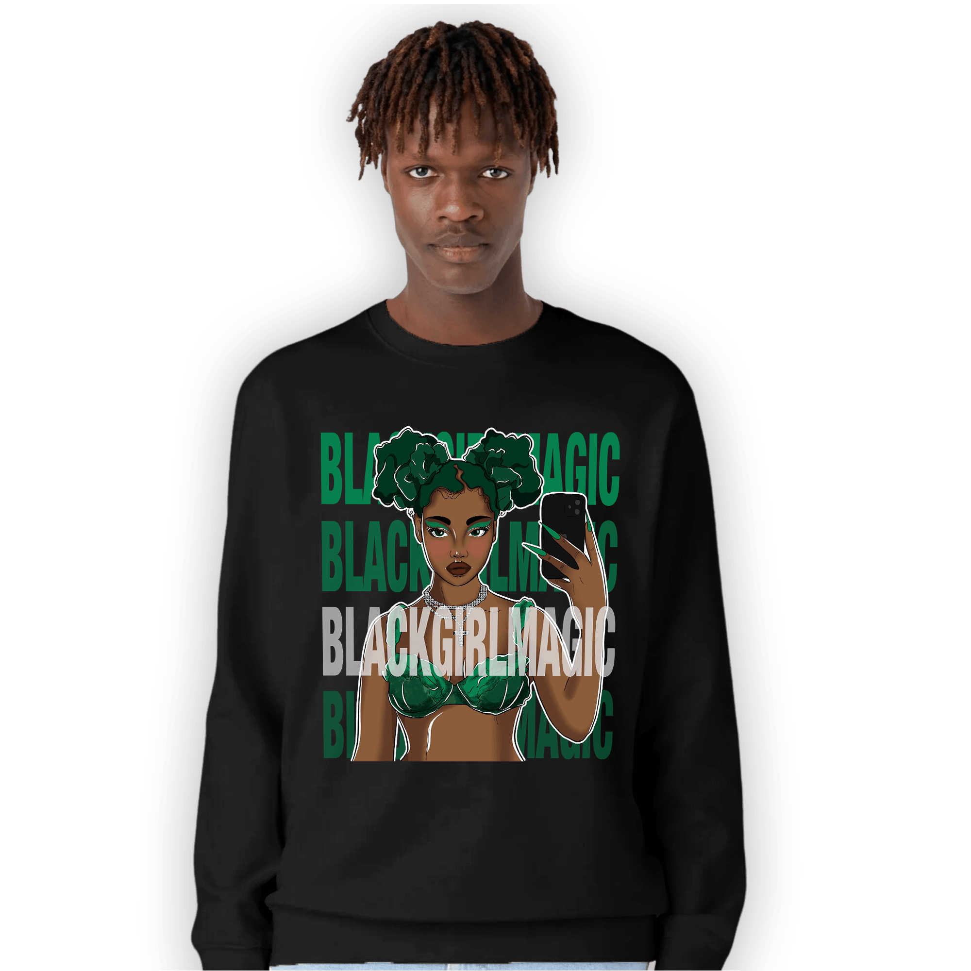 Celtic Lucky Green 1s Sweatshirt Match Black Magic Girl Selfie - NastyJamz