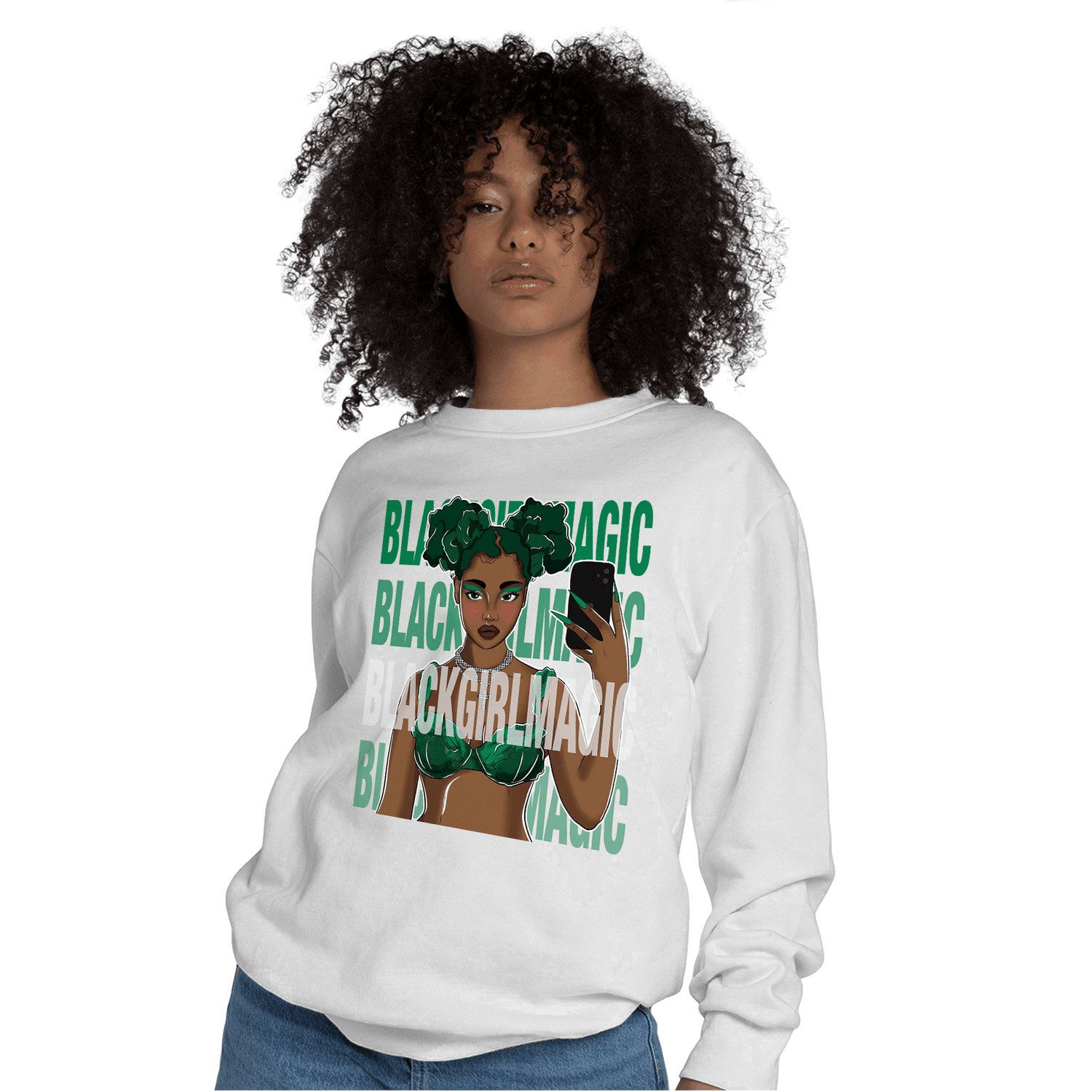 Celtic Lucky Green 1s Sweatshirt Match Black Magic Girl Selfie - NastyJamz