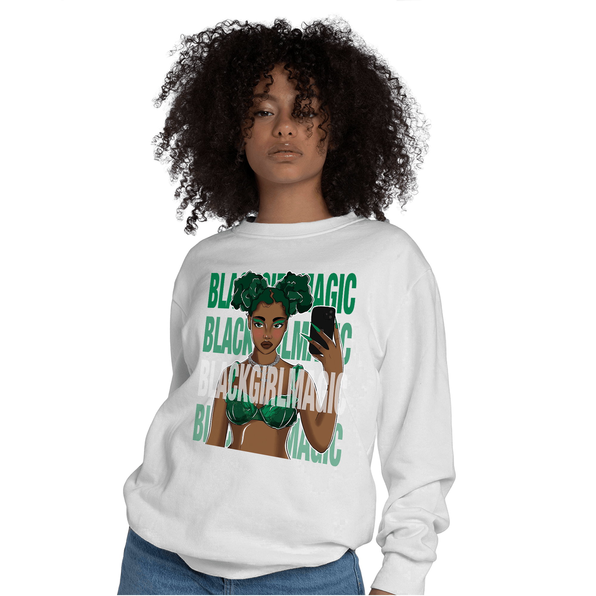Celtic Lucky Green 1s Sweatshirt Match Black Magic Girl Selfie - NastyJamz