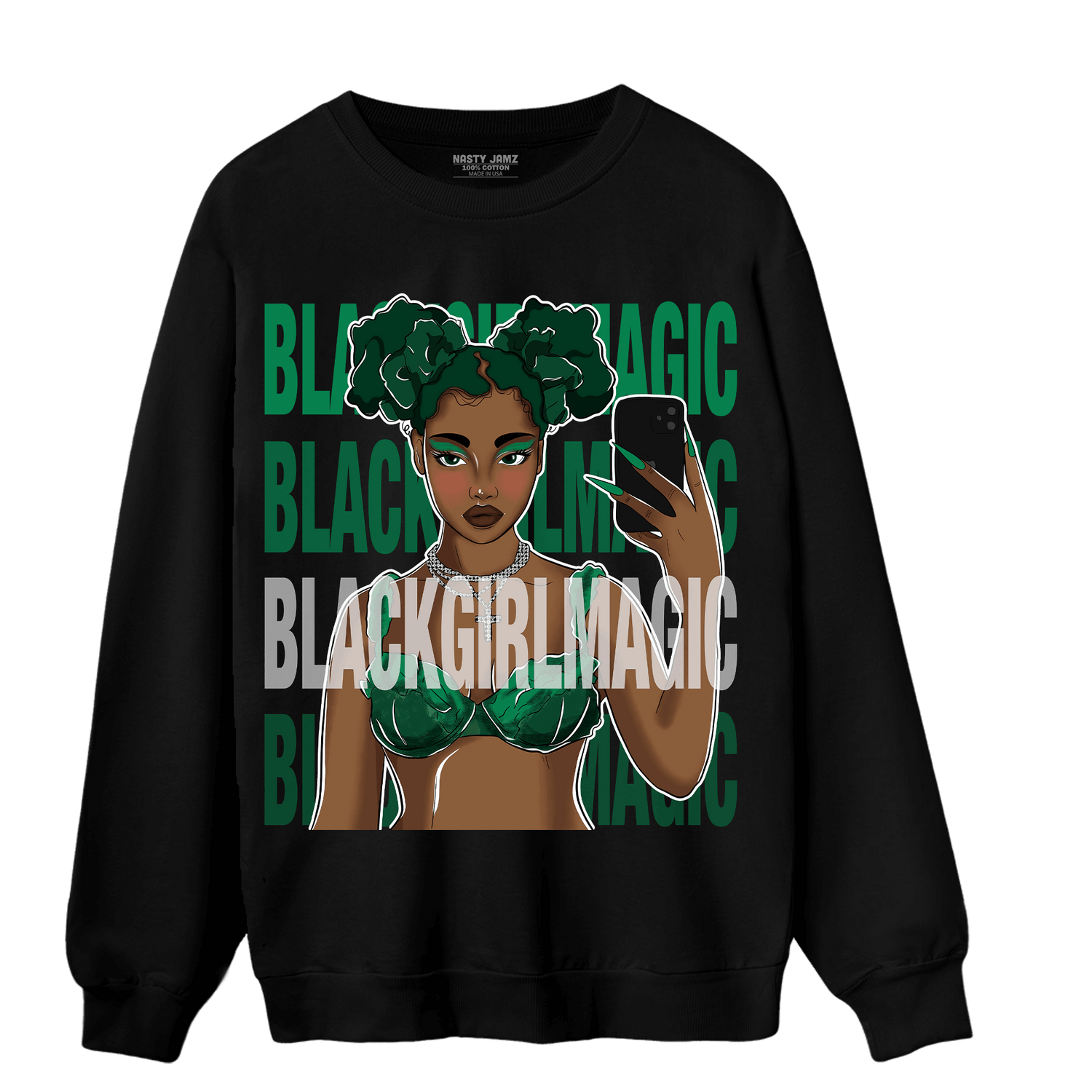 Celtic Lucky Green 1s Sweatshirt Match Black Magic Girl Selfie - NastyJamz