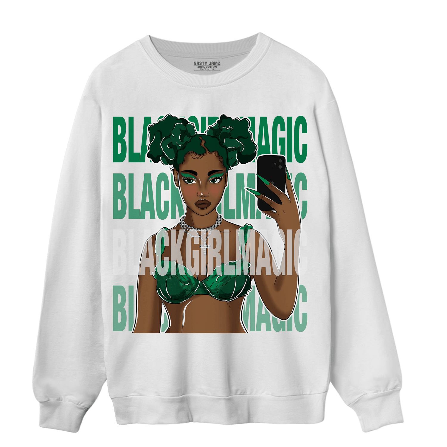 Celtic Lucky Green 1s Sweatshirt Match Black Magic Girl Selfie - NastyJamz