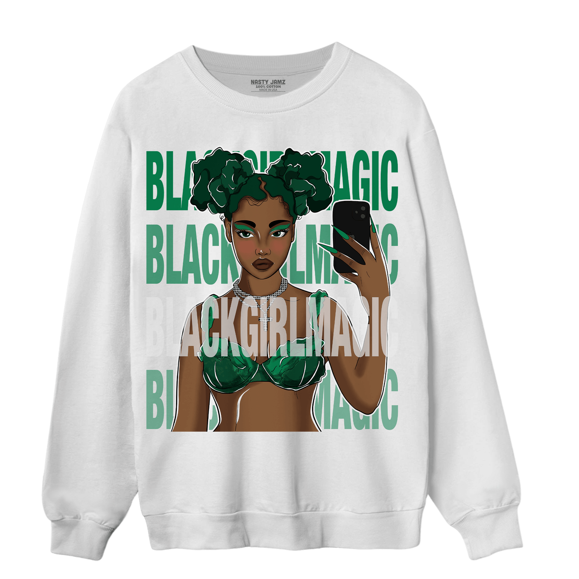 Celtic Lucky Green 1s Sweatshirt Match Black Magic Girl Selfie - NastyJamz