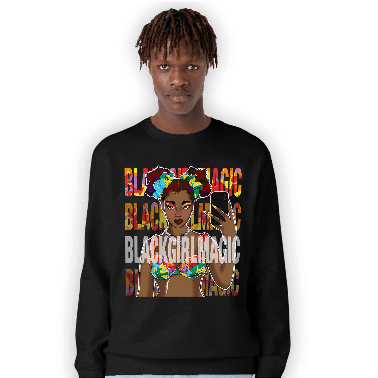 Mid GS Six Championships 1s Sweatshirt Match Black Magic Girl Selfie - NastyJamz