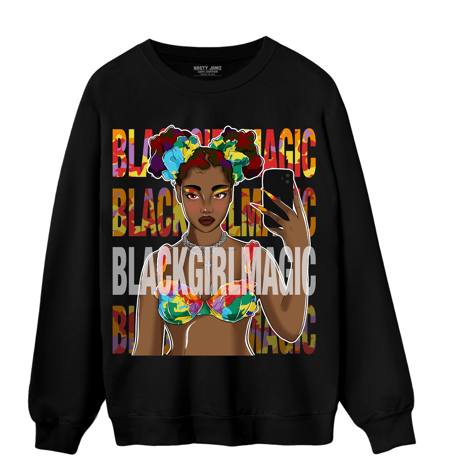 Mid GS Six Championships 1s Sweatshirt Match Black Magic Girl Selfie - NastyJamz