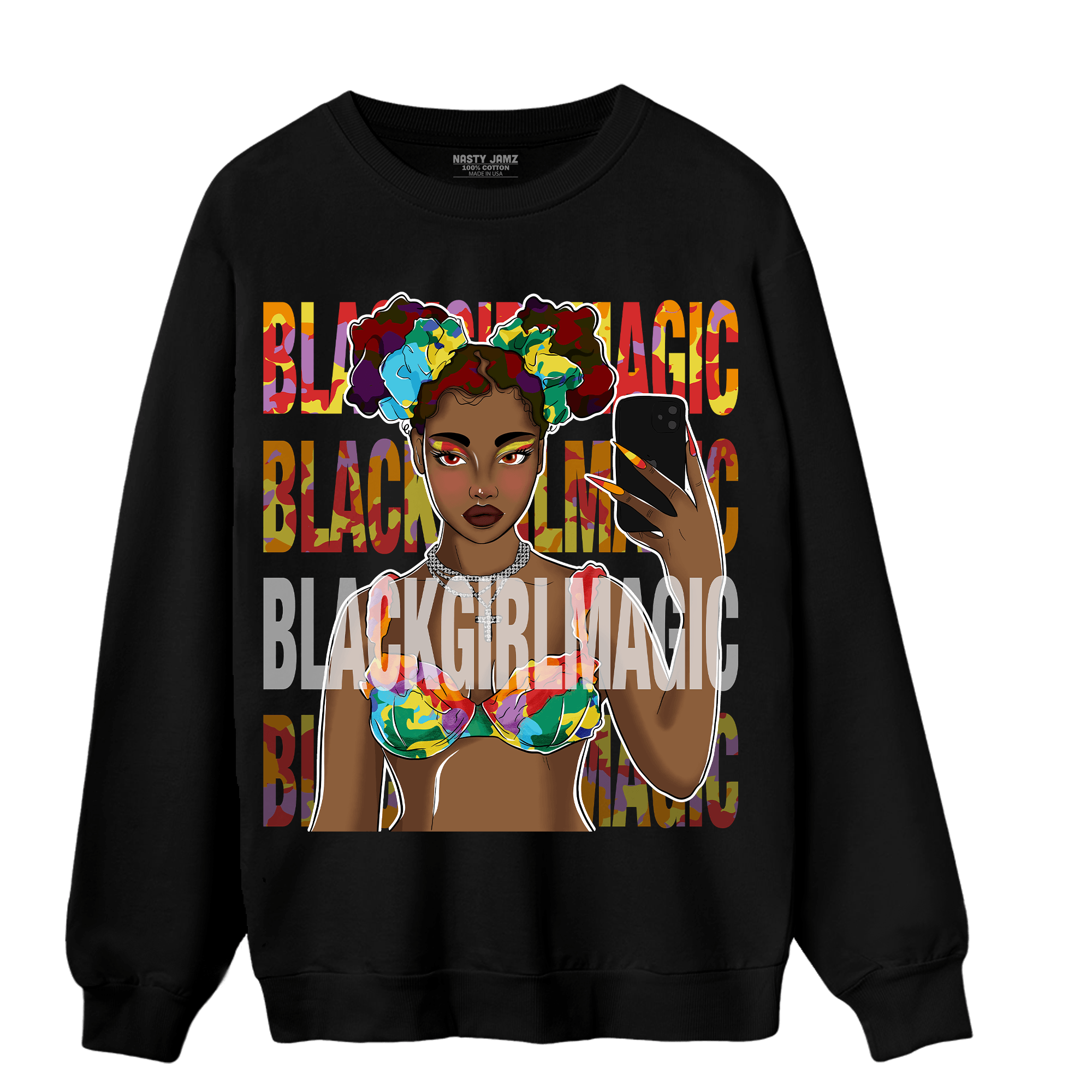 Mid GS Six Championships 1s Sweatshirt Match Black Magic Girl Selfie - NastyJamz