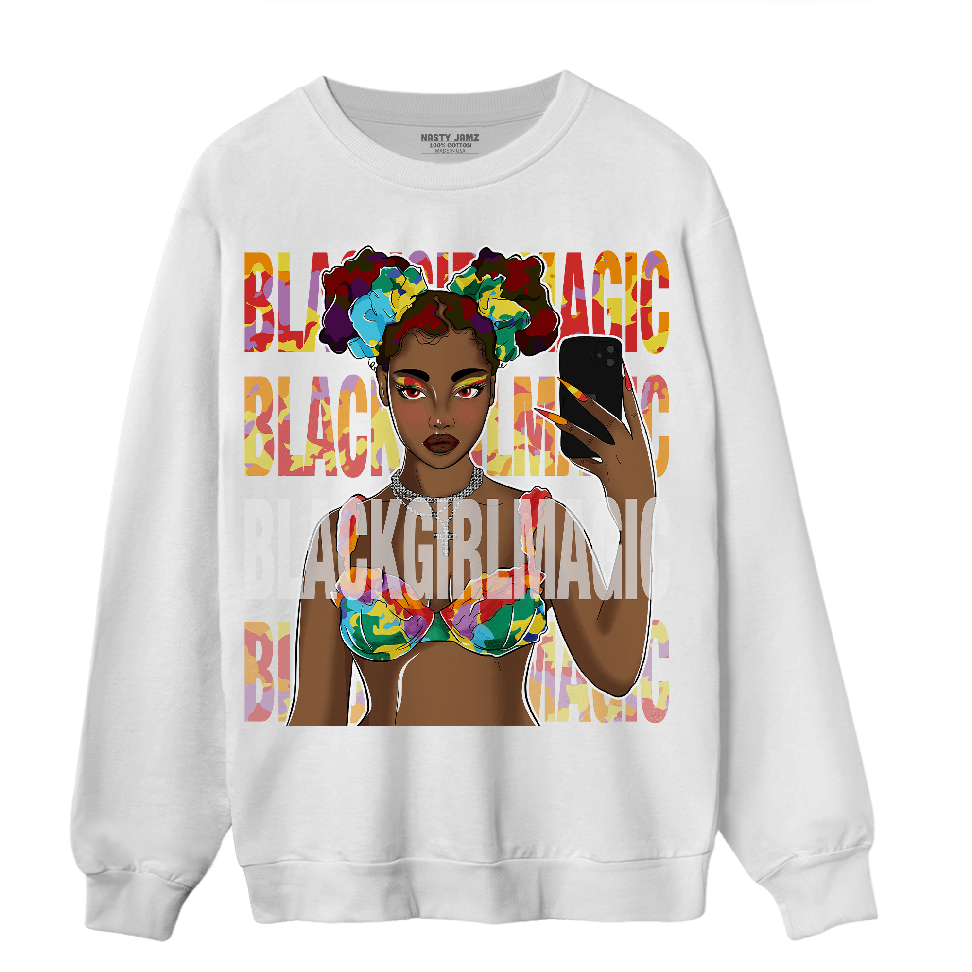 Mid GS Six Championships 1s Sweatshirt Match Black Magic Girl Selfie - NastyJamz