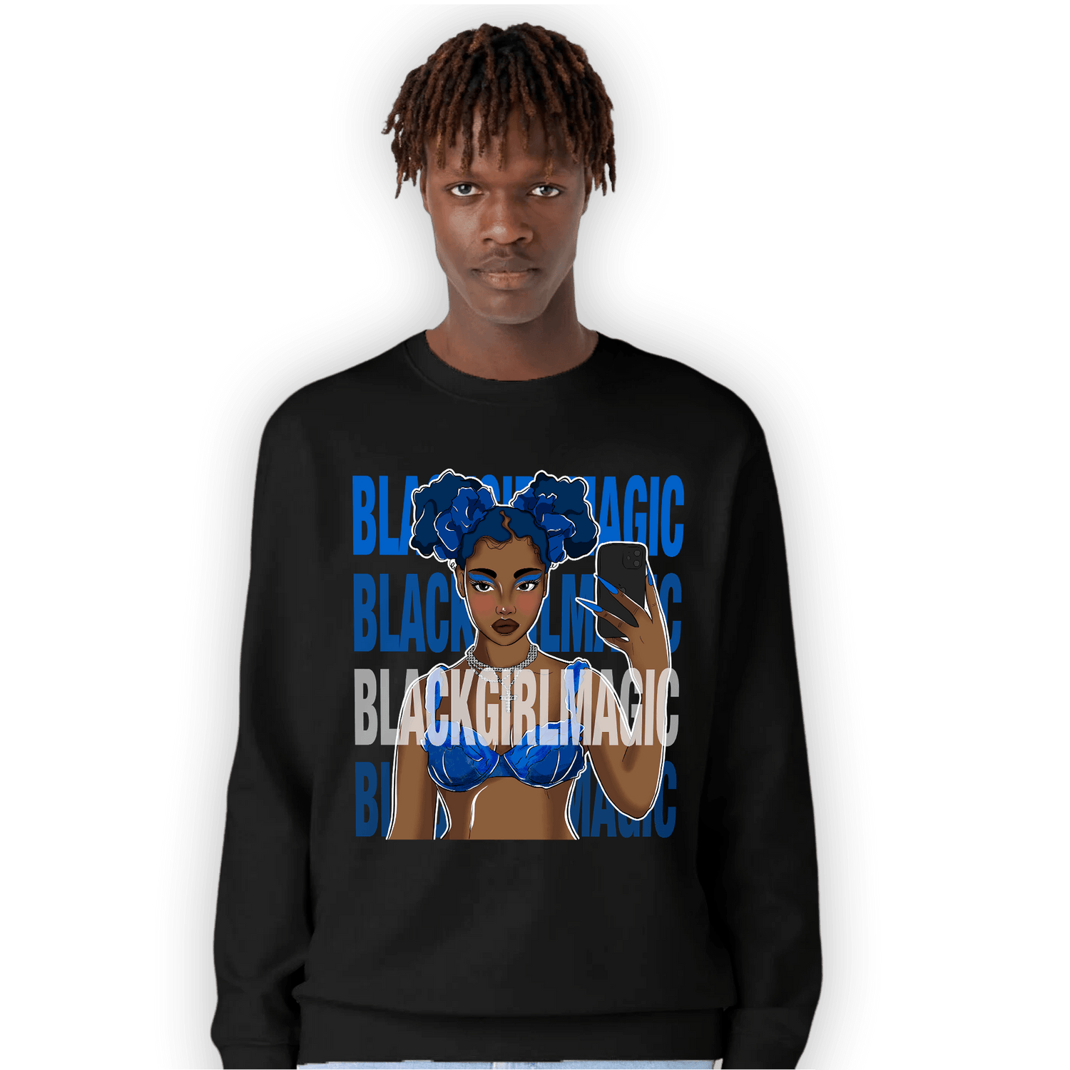 Royal Reimagined 1s Sweatshirt Match Black Magic Girl Selfie - NastyJamz