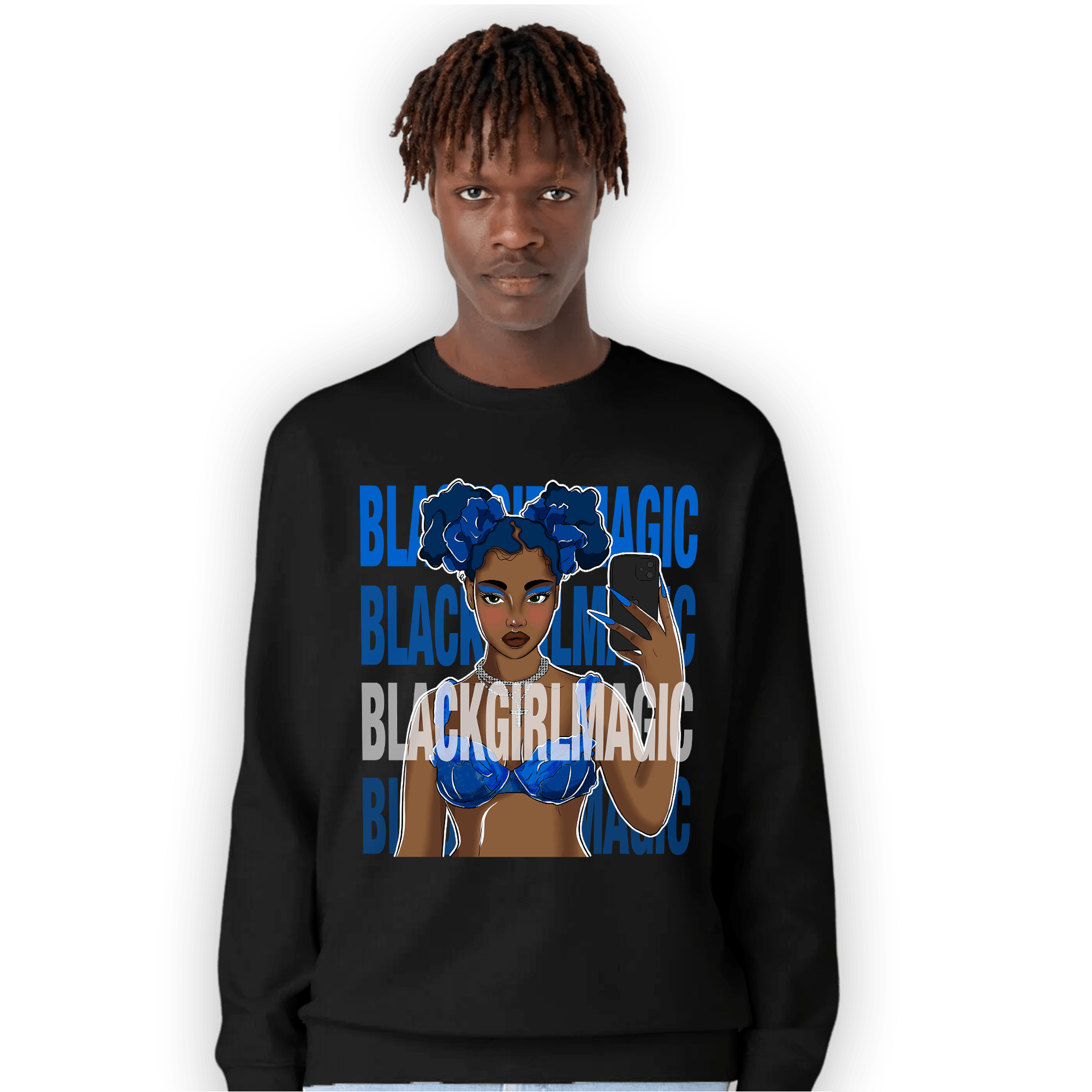Royal Reimagined 1s Sweatshirt Match Black Magic Girl Selfie - NastyJamz