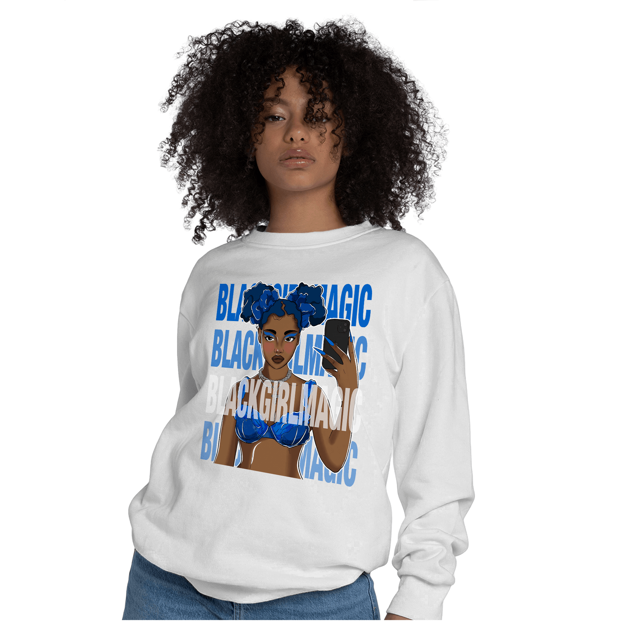 Royal Reimagined 1s Sweatshirt Match Black Magic Girl Selfie - NastyJamz