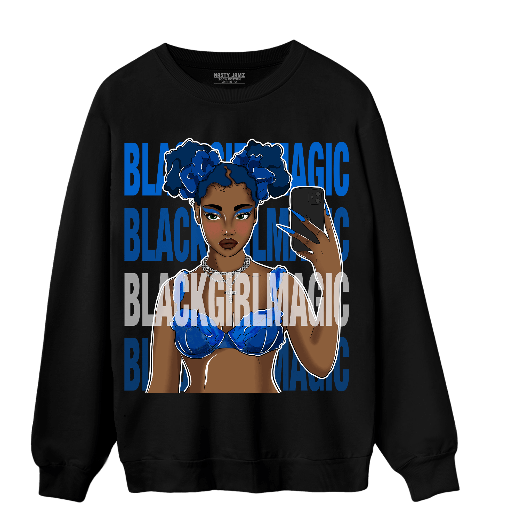 Royal Reimagined 1s Sweatshirt Match Black Magic Girl Selfie - NastyJamz