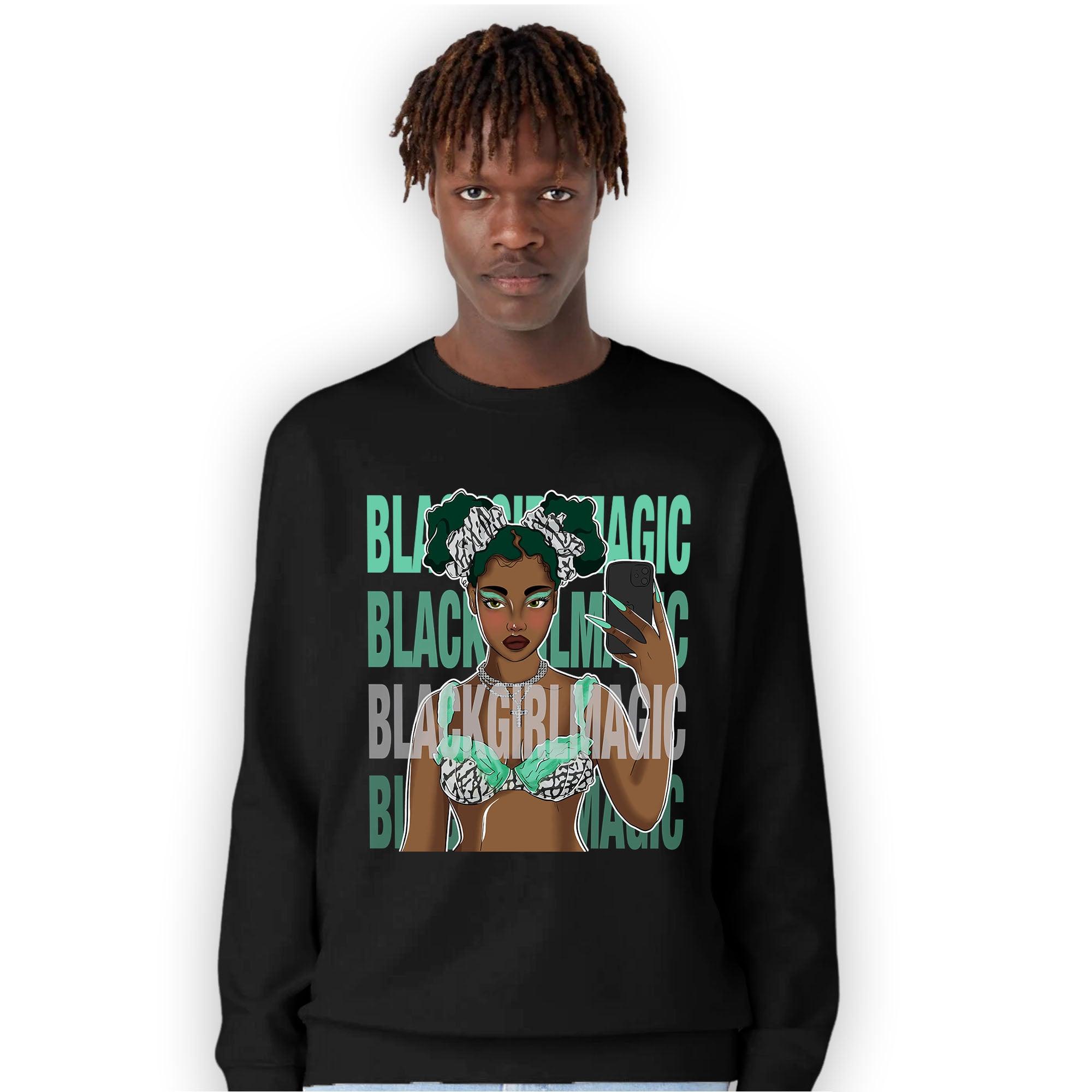 Green Glow 3s Sweatshirt Match Black Magic Girl Selfie - NastyJamz